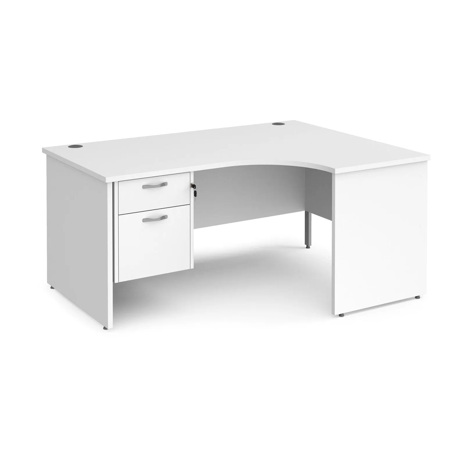 Maestro 25 panel leg right hand ergonomic desk with 2 drawer pedestal