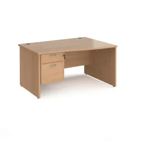 Maestro 25 panel leg right hand wave desk with 2 drawer pedestal