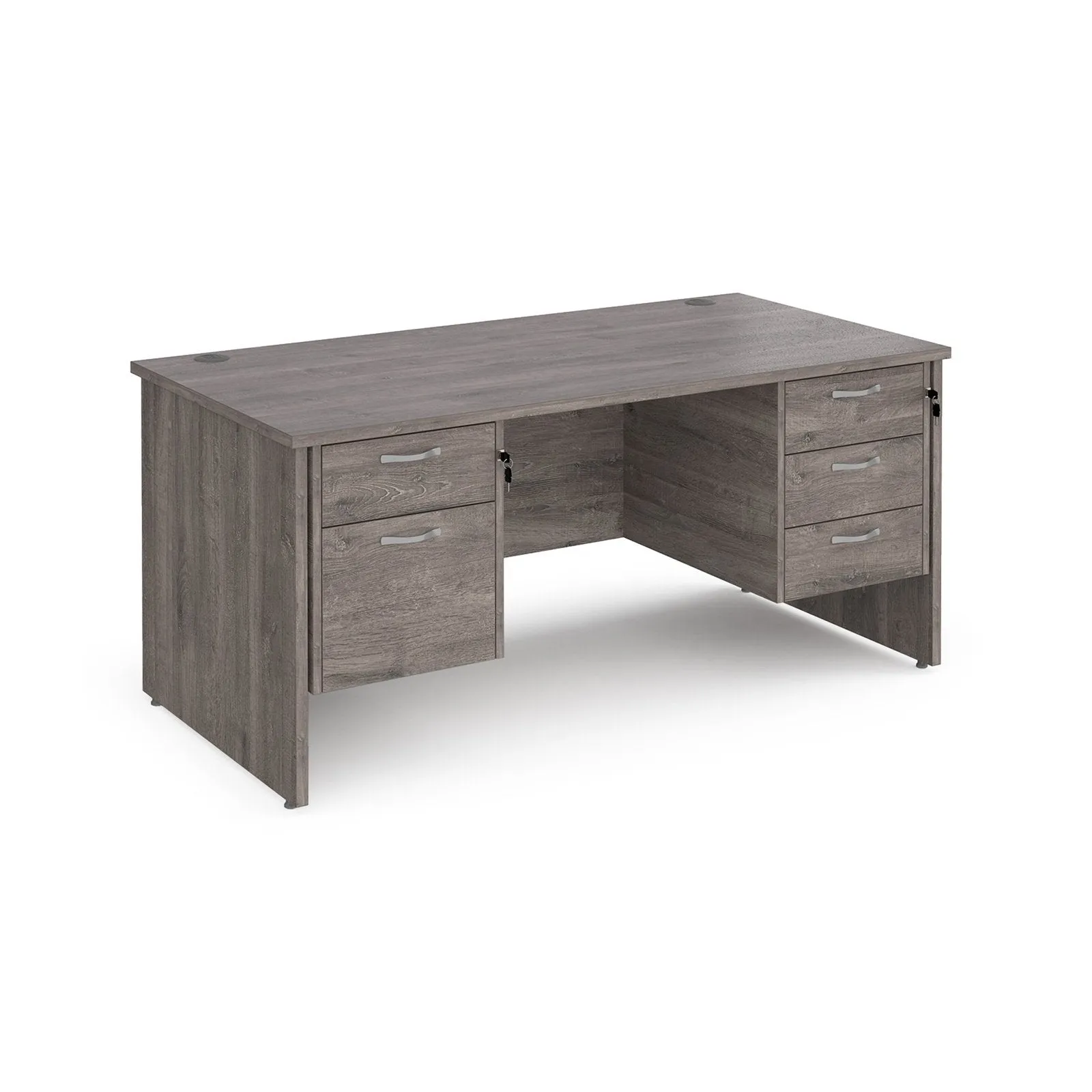 Maestro 25 panel leg straight desk 800 deep with 2 and 3 drawer pedestals