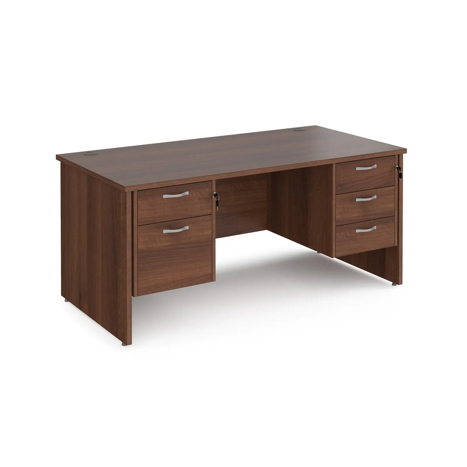 Maestro 25 panel leg straight desk 800 deep with 2 and 3 drawer pedestals