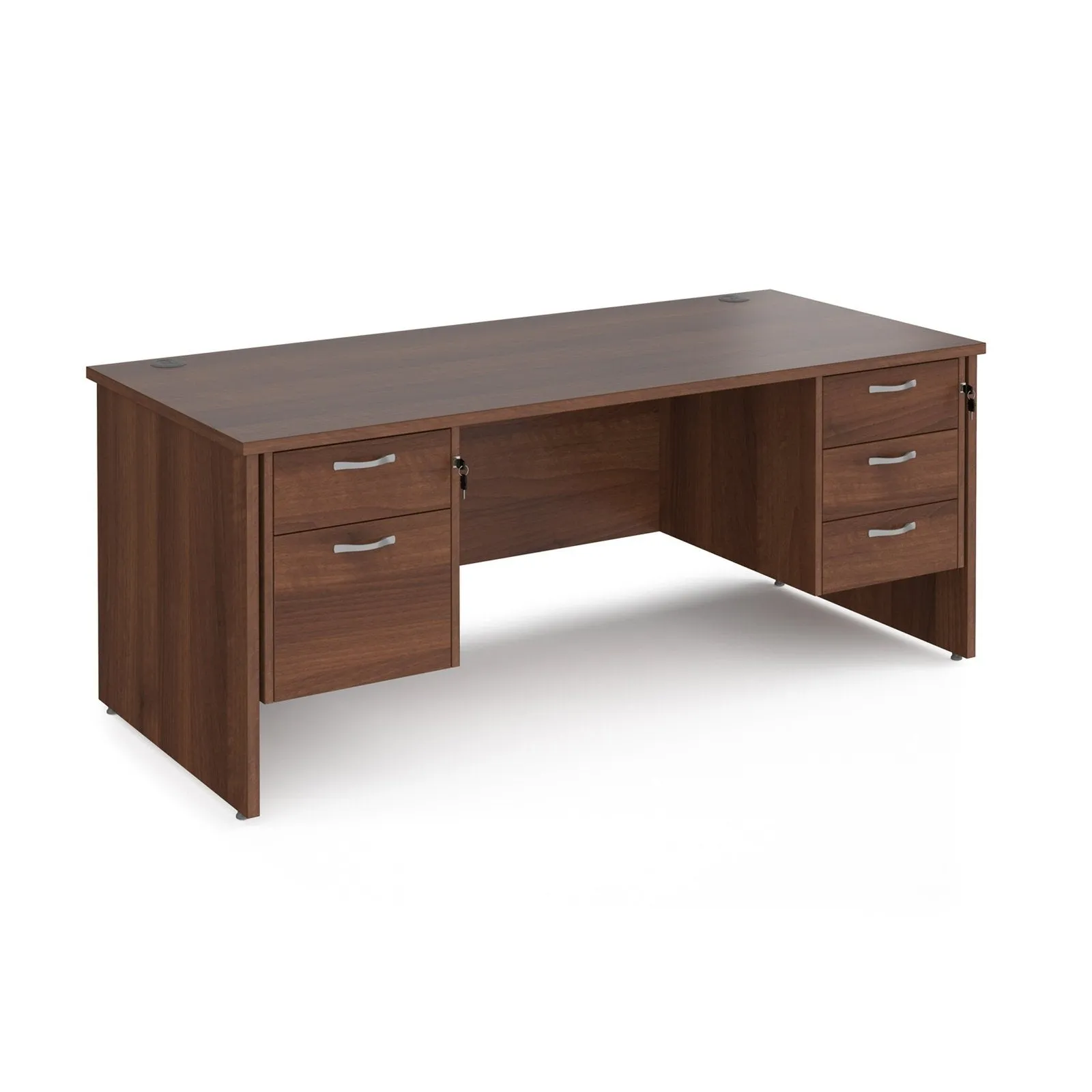 Maestro 25 panel leg straight desk 800 deep with 2 and 3 drawer pedestals