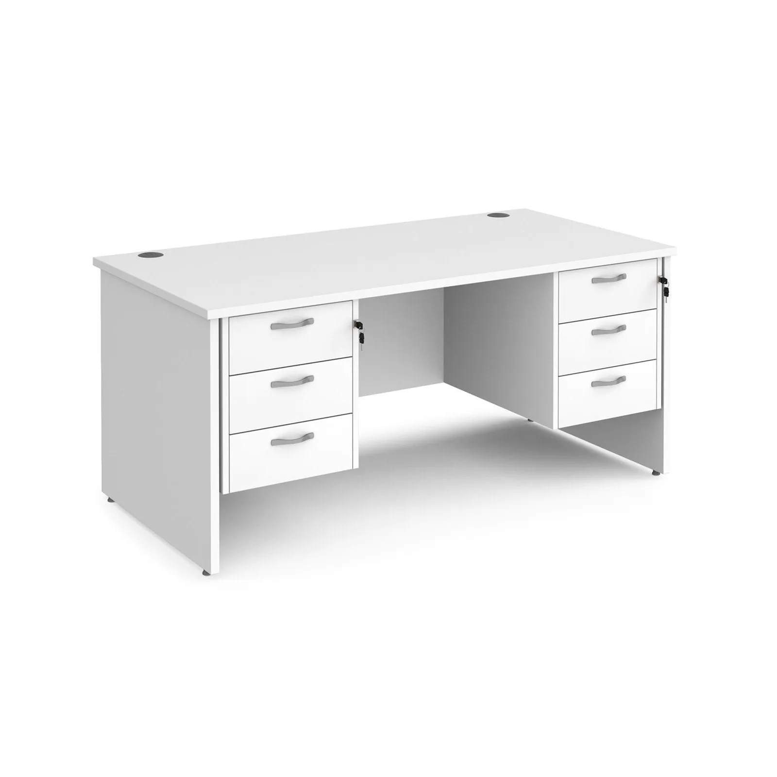 Maestro 25 panel leg straight desk 800 deep with two x 3 drawer pedestals