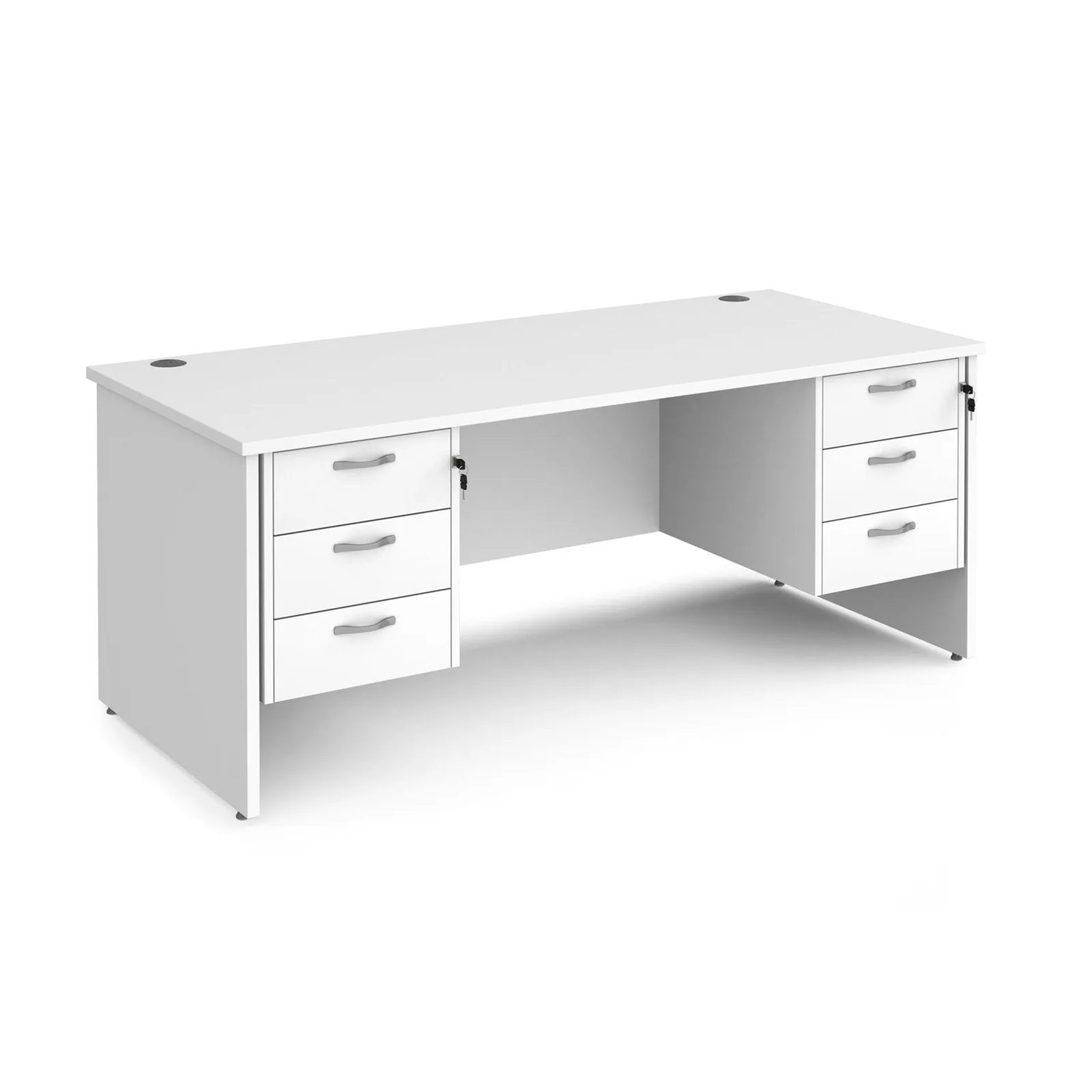 Maestro 25 panel leg straight desk 800 deep with two x 3 drawer pedestals