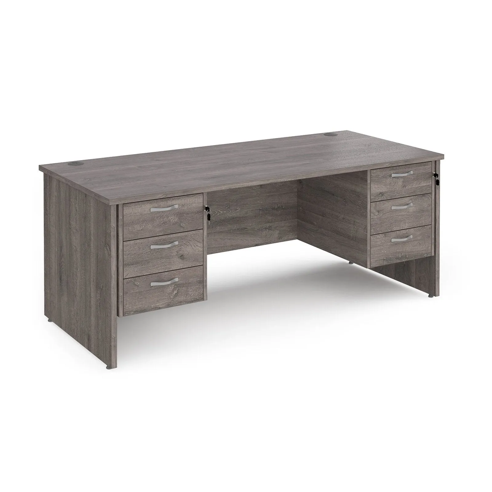 Maestro 25 panel leg straight desk 800 deep with two x 3 drawer pedestals