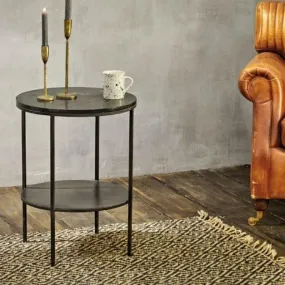 Marble and Iron Side Table - 45cm Diameter