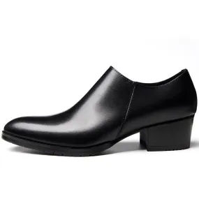 Men High Heel Solid Black Oxford Formal Shoes