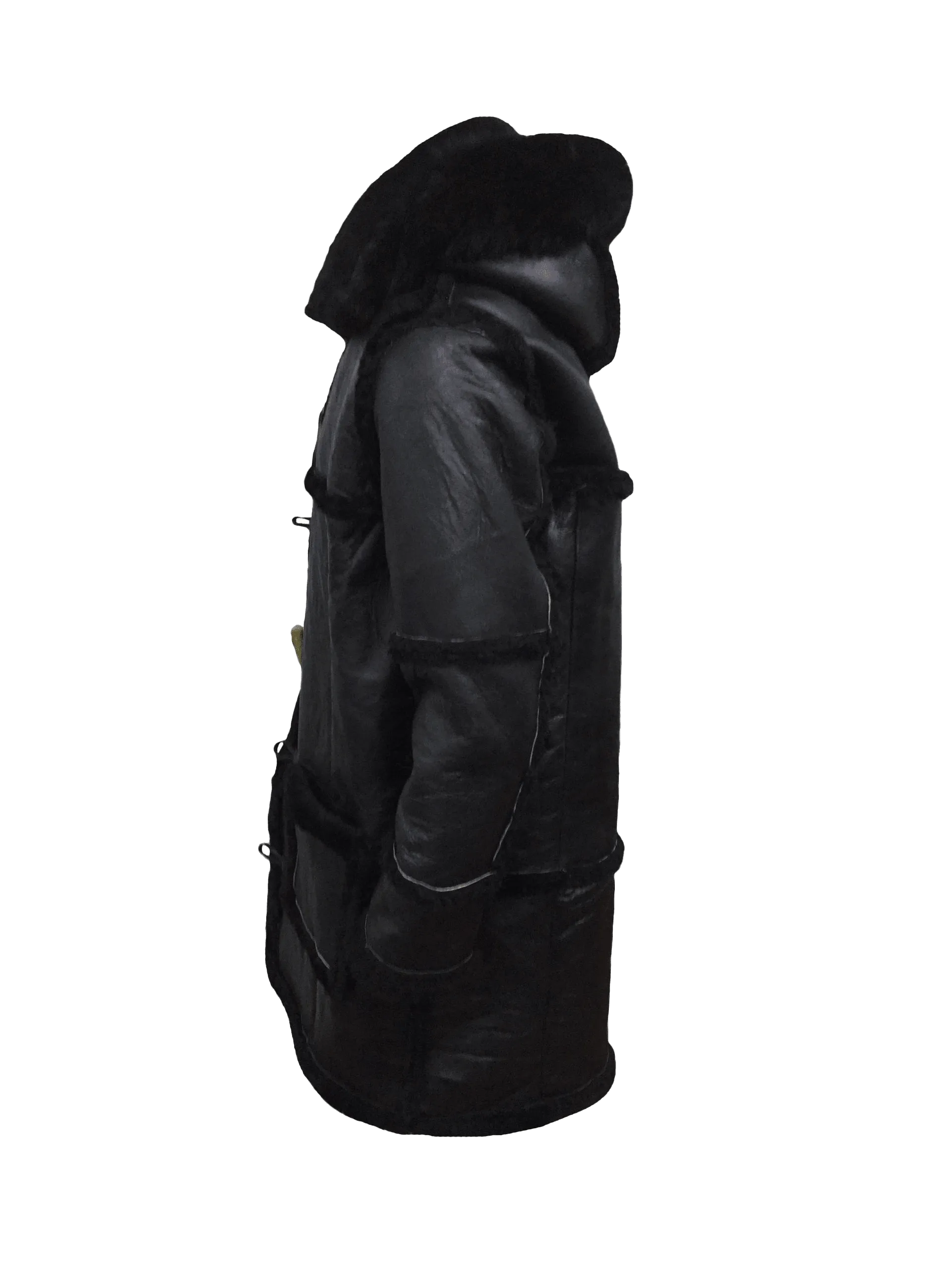 Men's B3 RAF Flight DiCaprio Rael Black Shearling Hooded Peacoat Jacket - 8 Sizes for Unstoppable Style