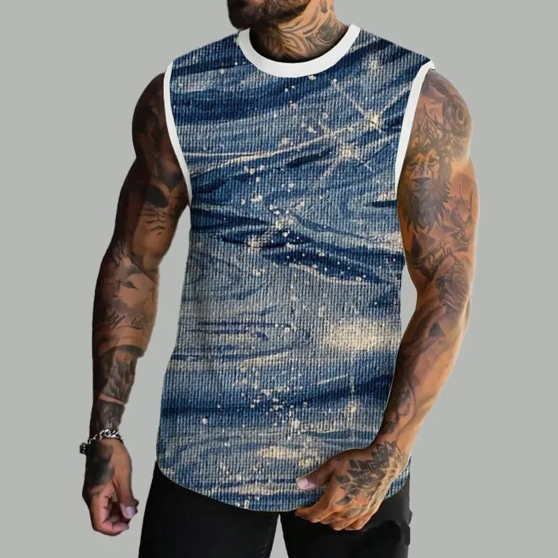 MEN'S BASIC PRINTED ROUND NECK VEST 01489702YM