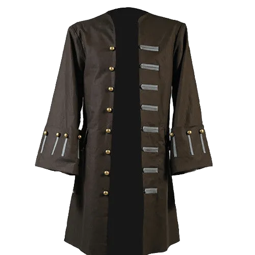 MEN’S BROWN COTTON MOVIE COSTUME PEA COAT JACKET