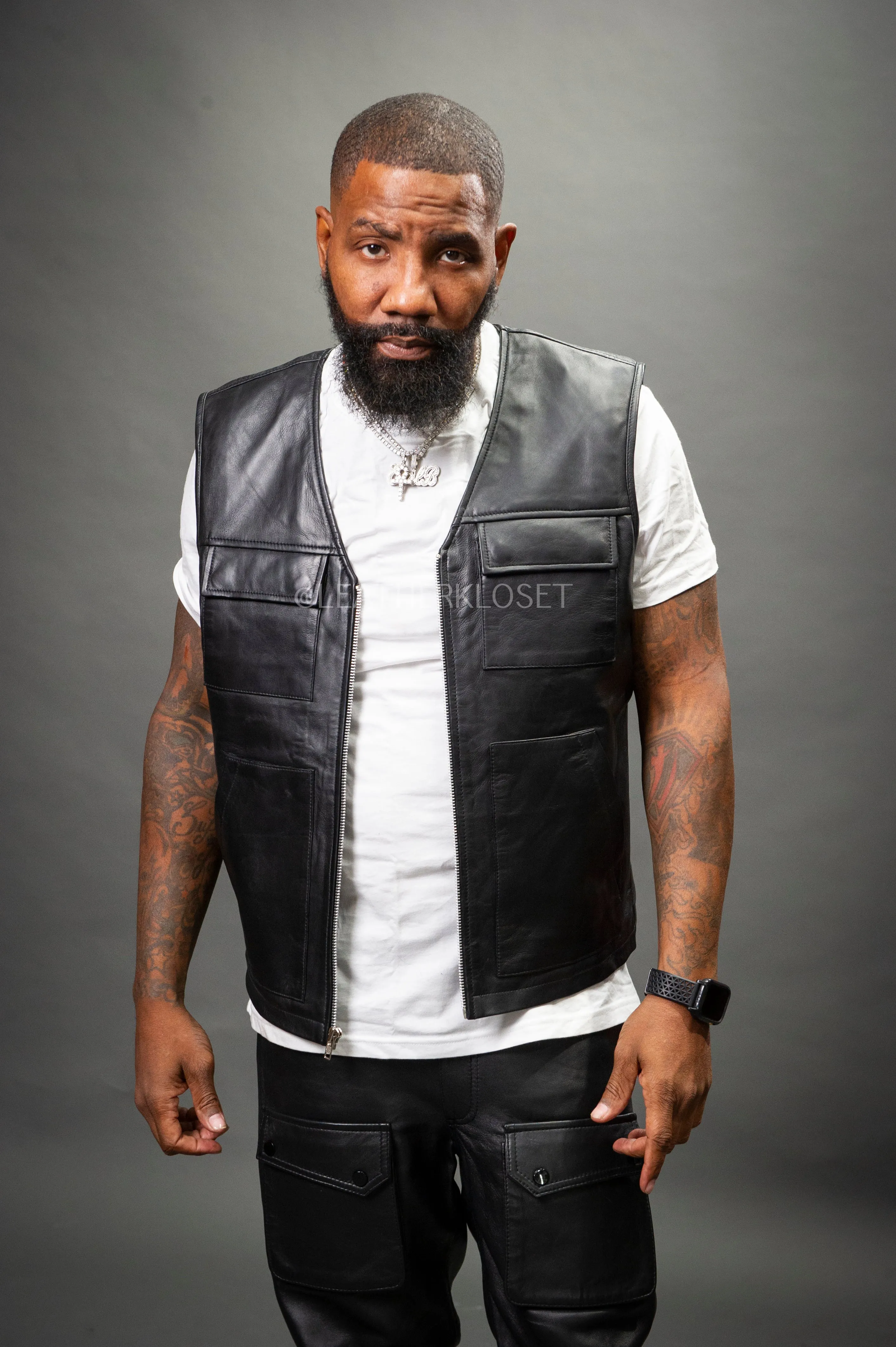 Men's Leather Brooklyn Vest [Black]