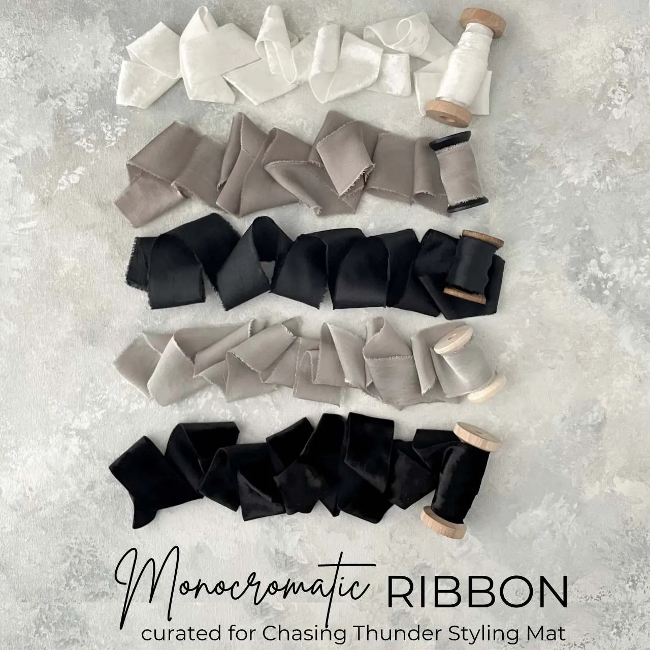 Monochromatic Flat Lay Ribbon for Wedding Photographers