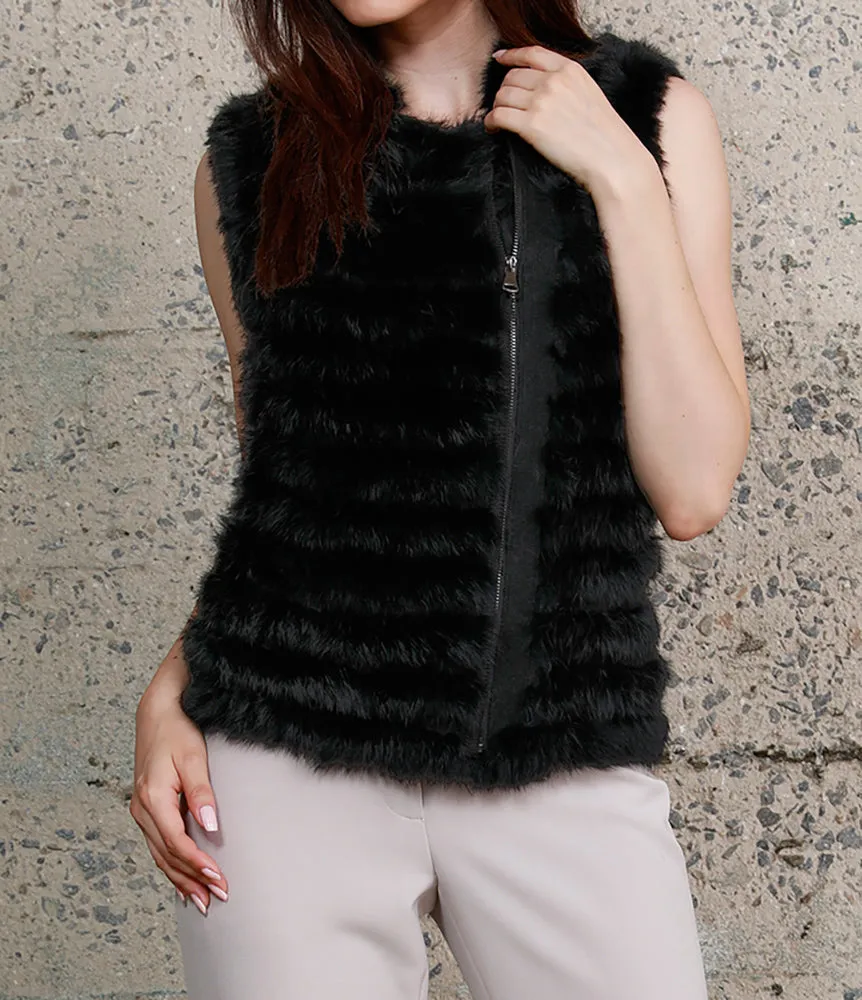 Moto Style Rabbit Fur Vest