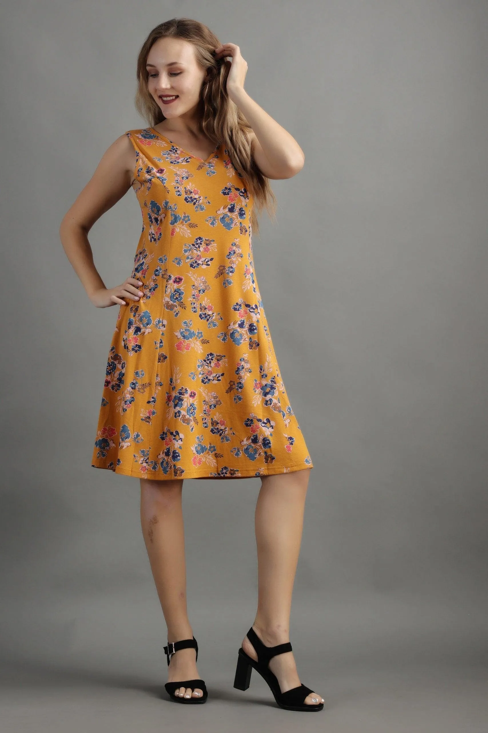 Mustard Floral Printed Dress