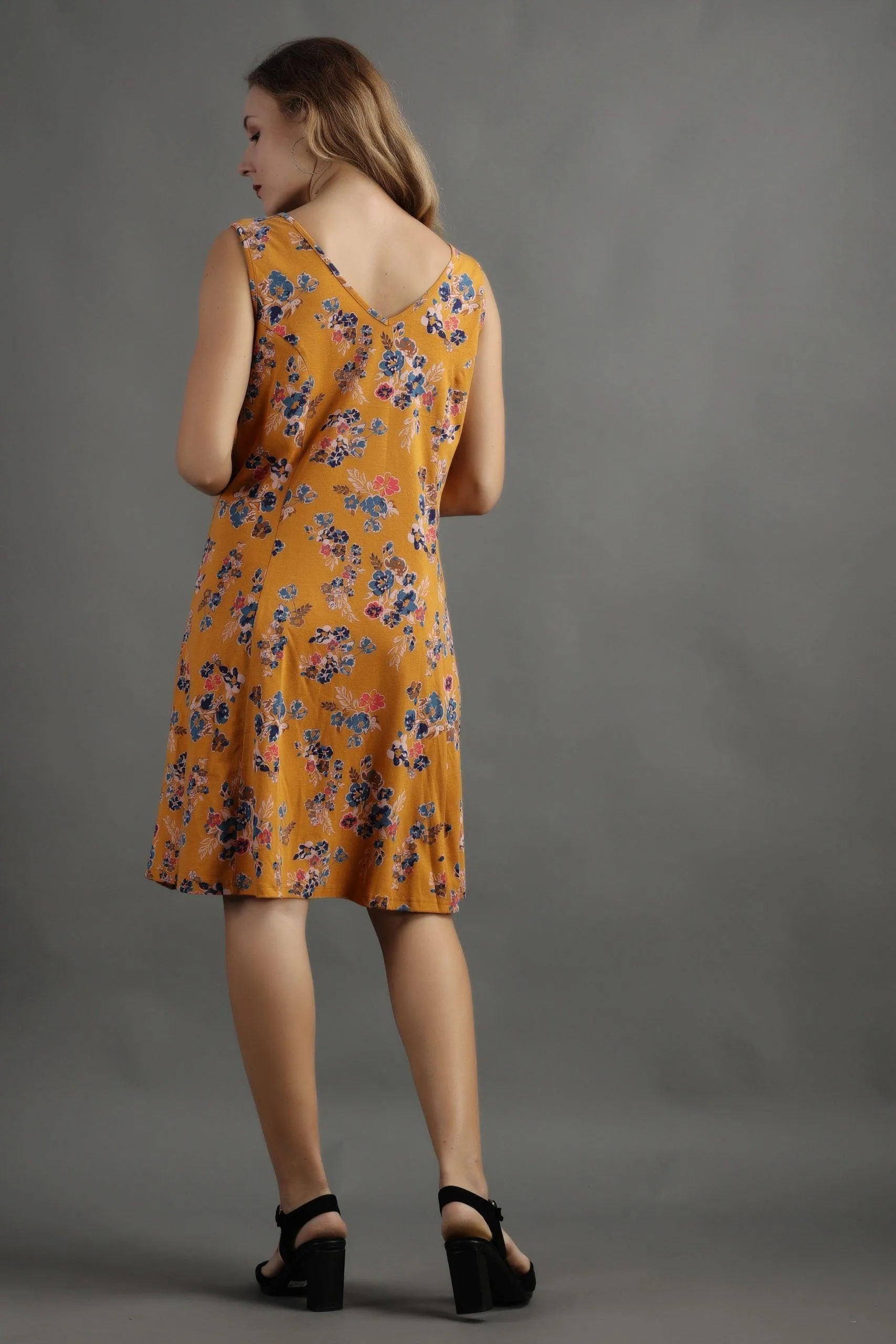 Mustard Floral Printed Dress