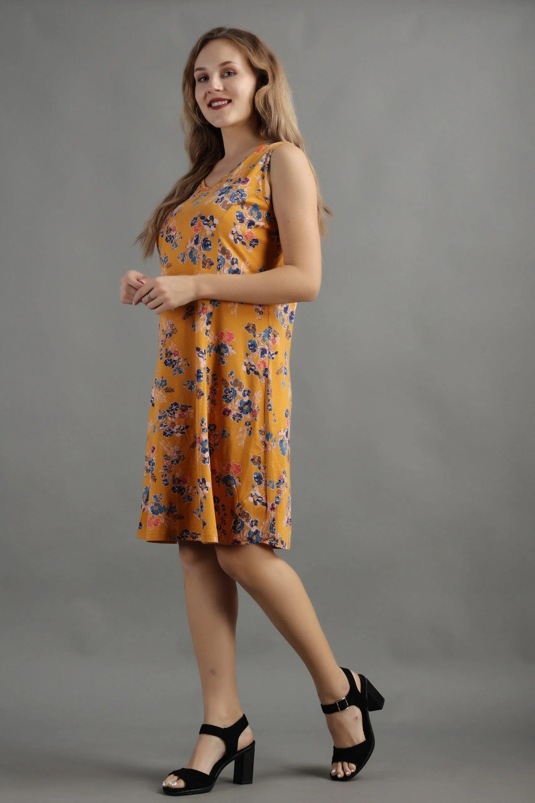 Mustard Floral Printed Dress