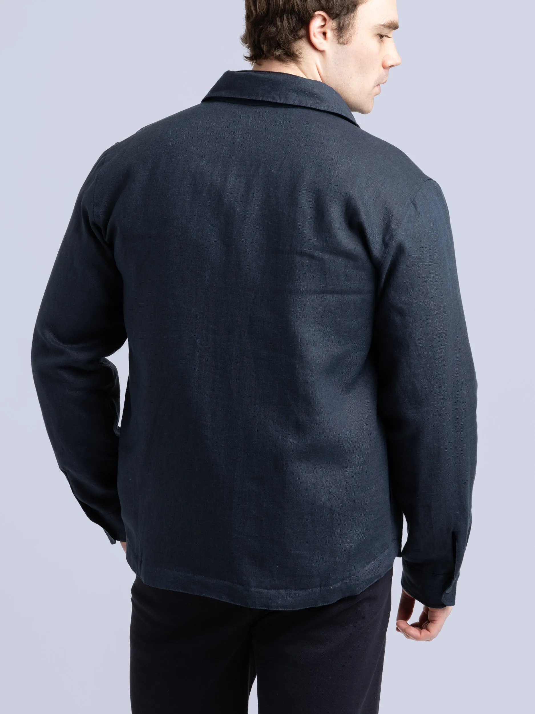 Navy Linen Breeze Overshirt