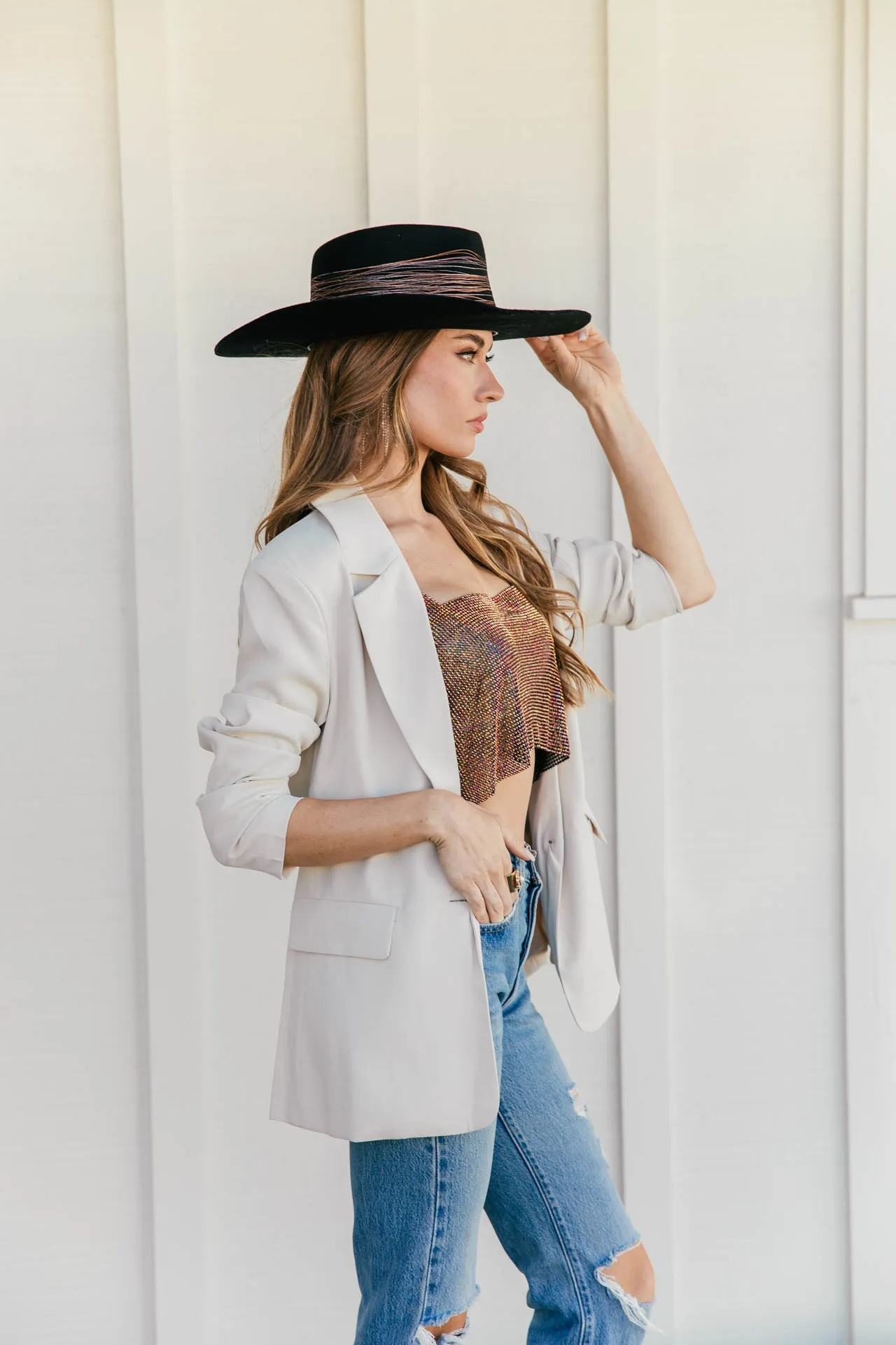 NEW!! Top Notch Beige Boyfriend Blazer