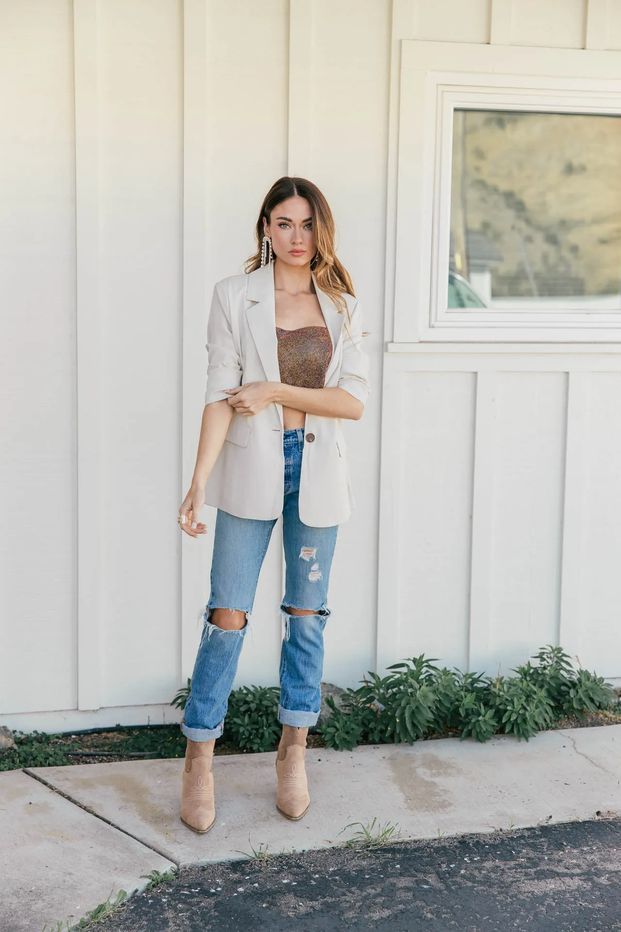 NEW!! Top Notch Beige Boyfriend Blazer