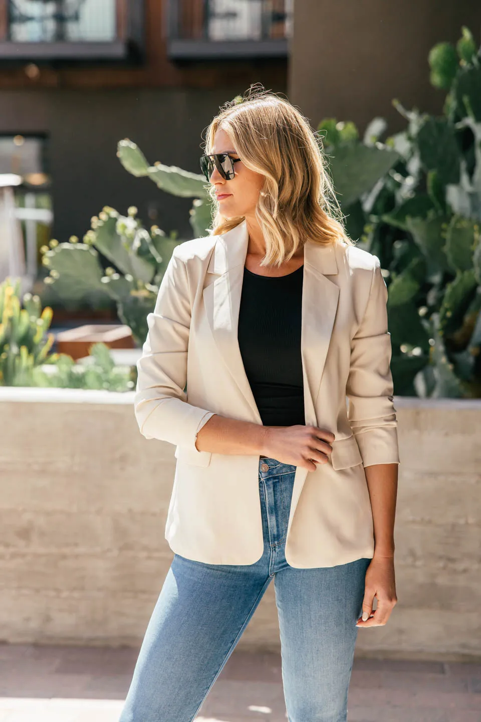 NEW!! Top Notch Beige Boyfriend Blazer