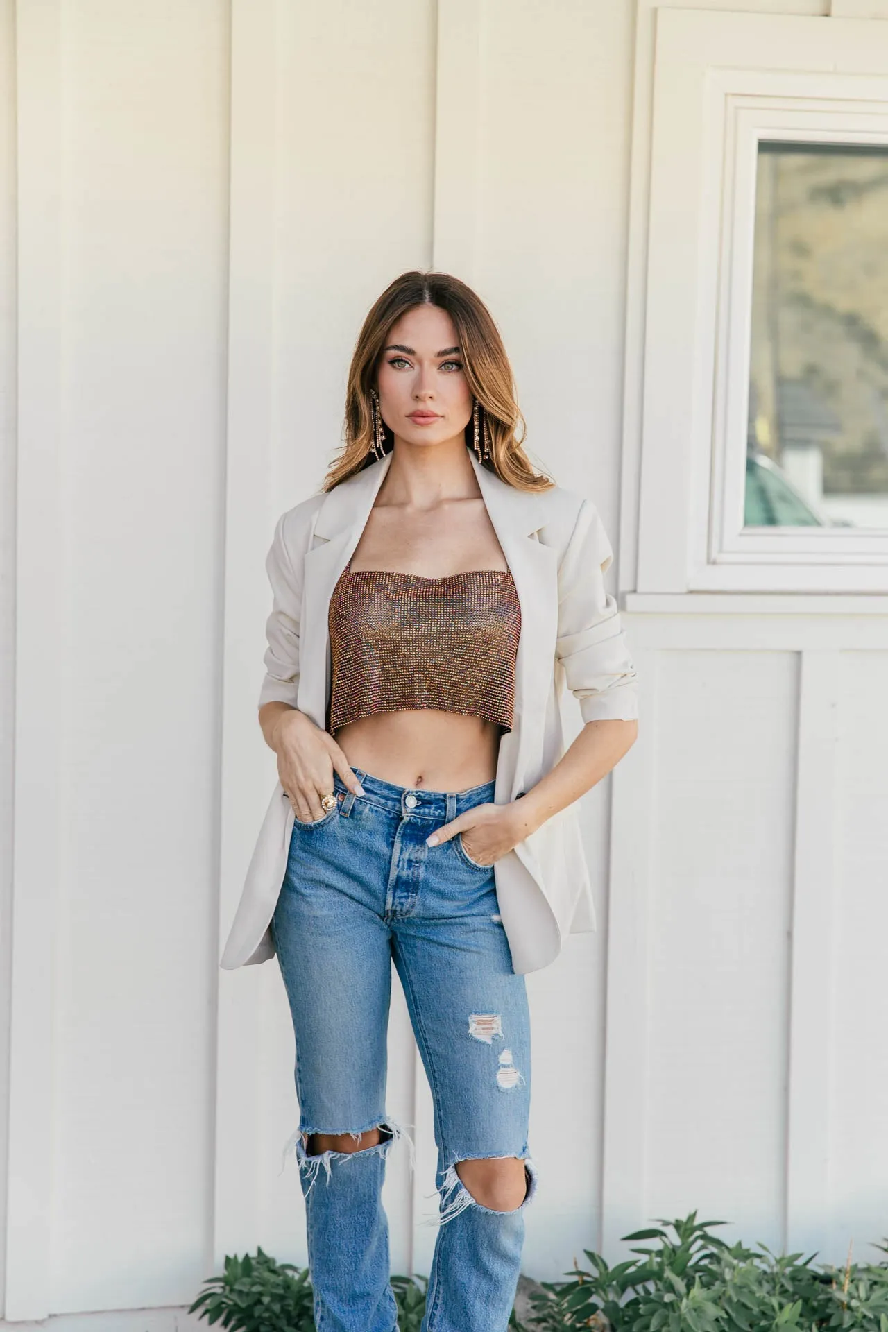 NEW!! Top Notch Beige Boyfriend Blazer