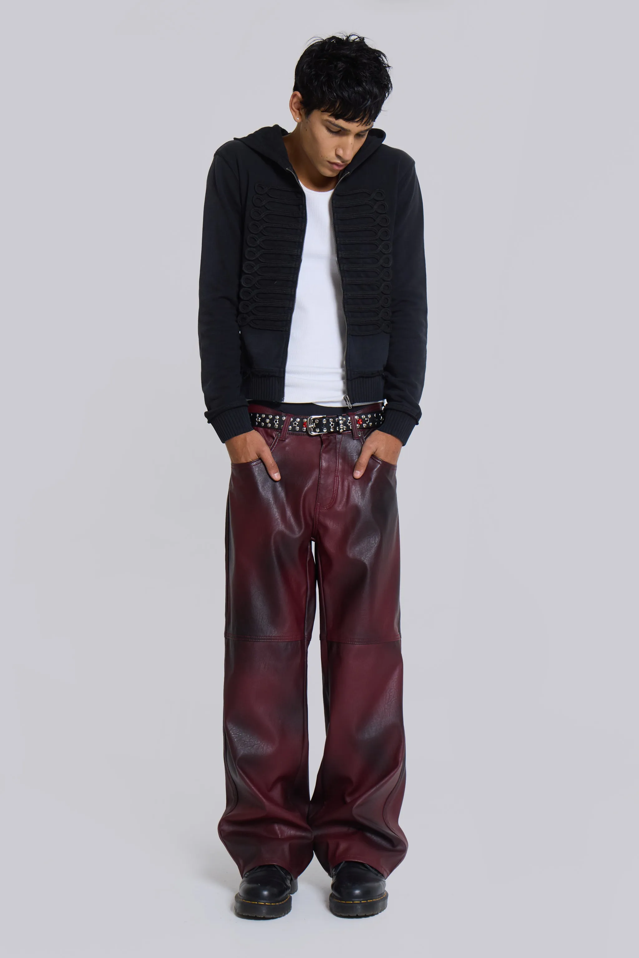 Oxblood Faux Leather Pants