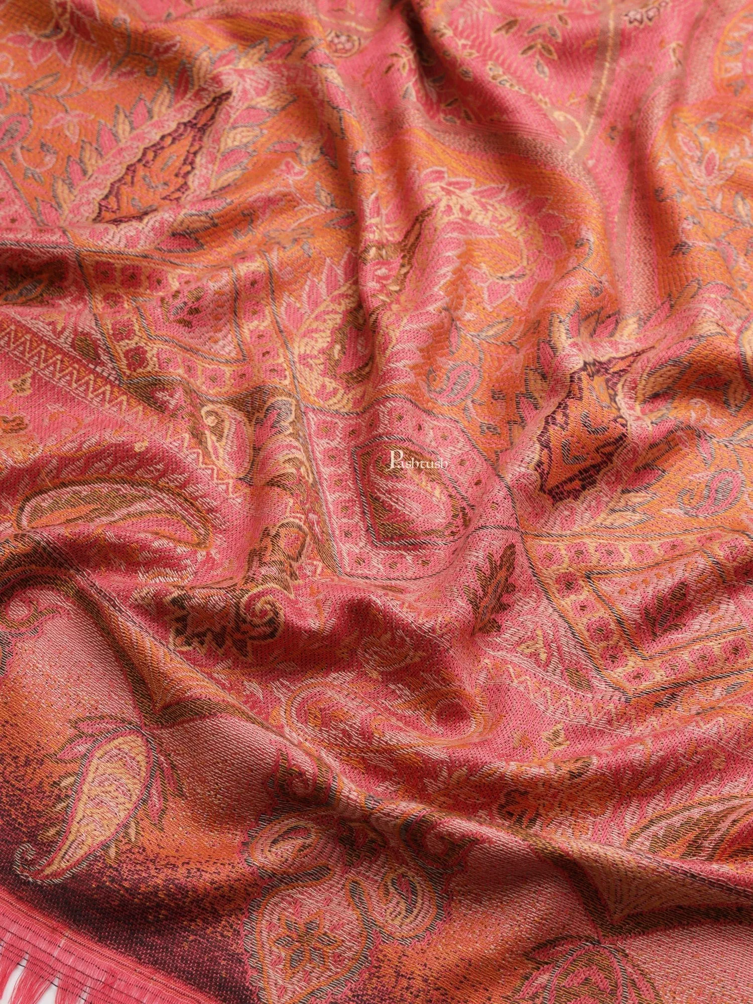 Pashtush Womens, Faux Pashmina, Paisley Woven Jamawar Jacquard Paisley Woven, Rose