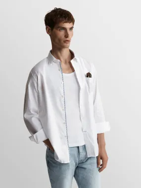 Plain Statement Twill Slim Fit White Shirt