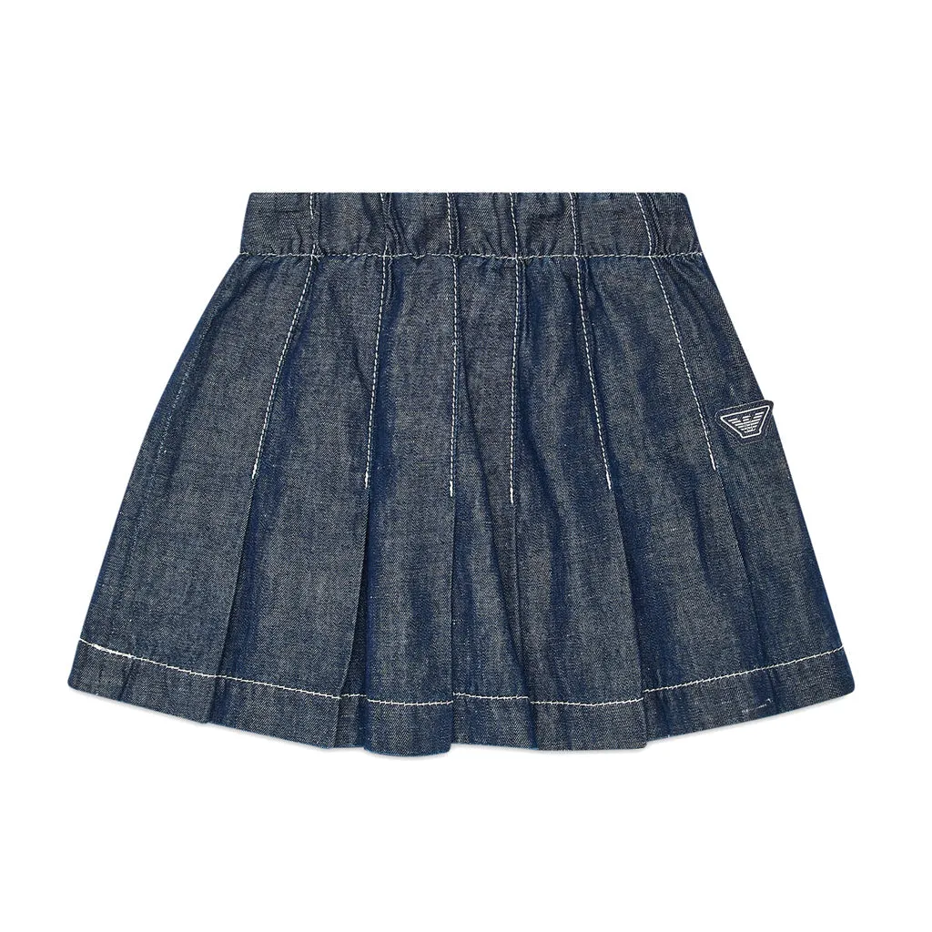 Pleated Denim Skirt