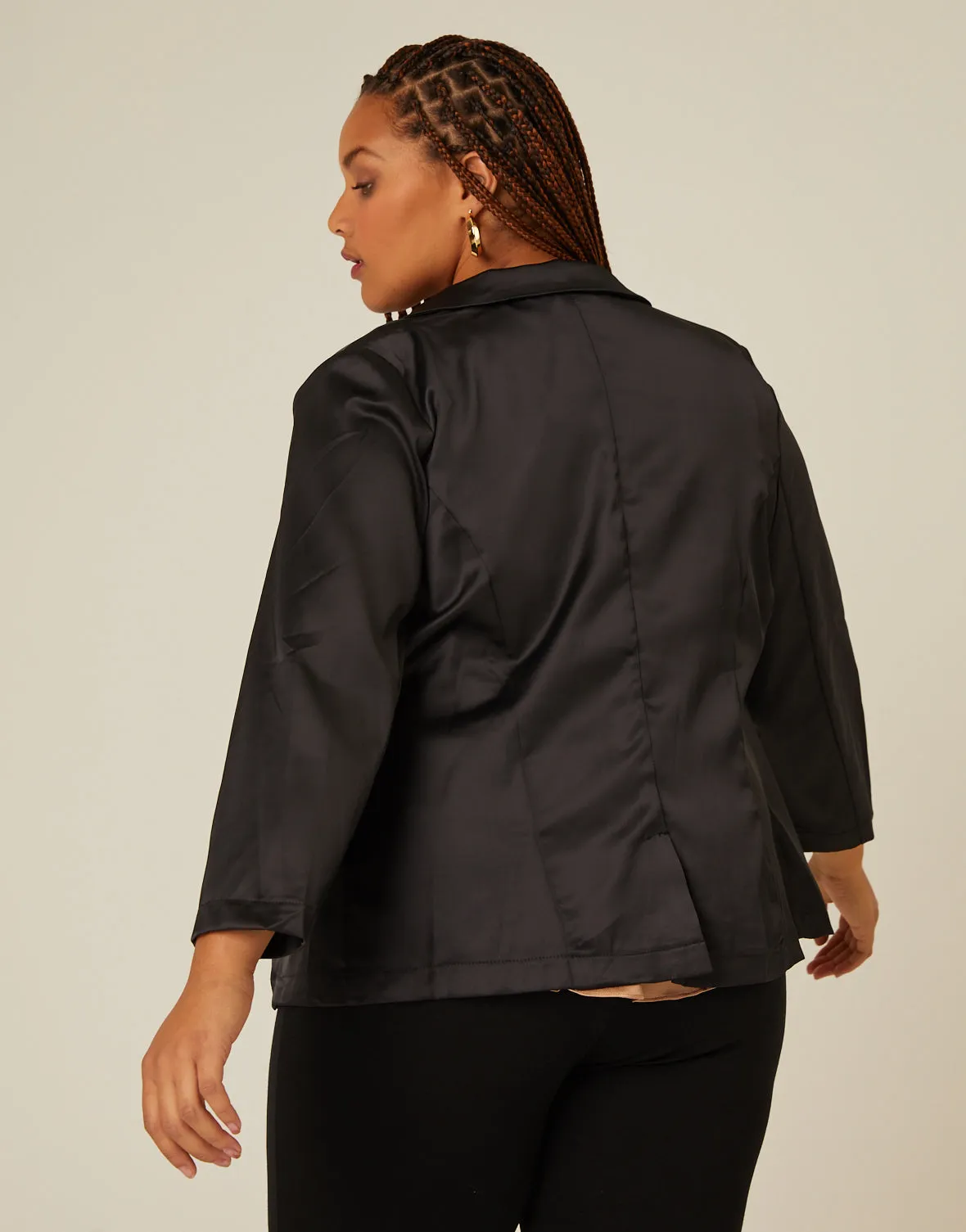 Plus Size Satin Blazer