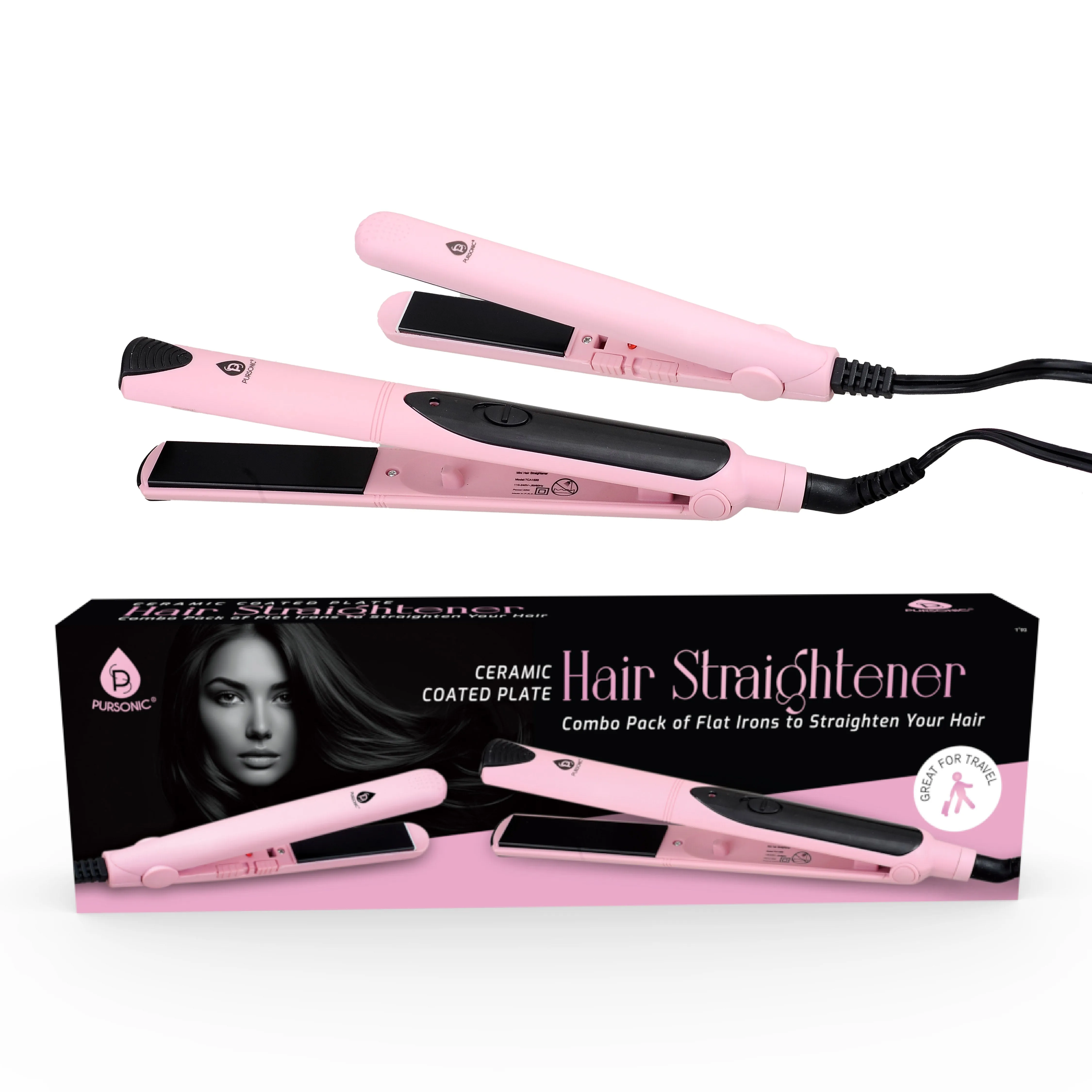 Professional Salon Quality Flat Iron Hair Straightener With A Free Travel Straightener