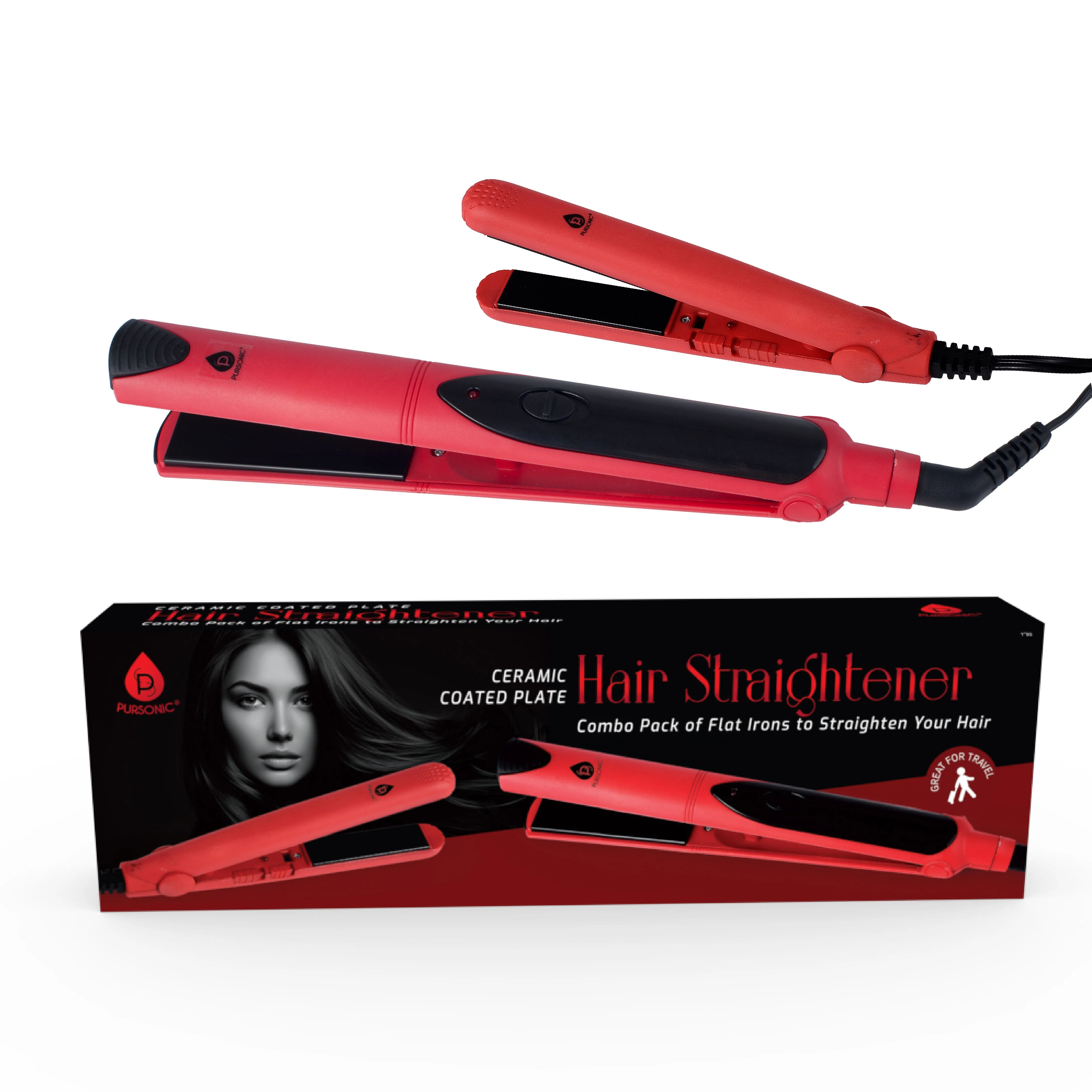 Professional Salon Quality Flat Iron Hair Straightener With A Free Travel Straightener