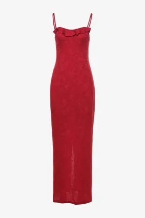 Red Spaghetti Strap Bodycon Maxi Dress