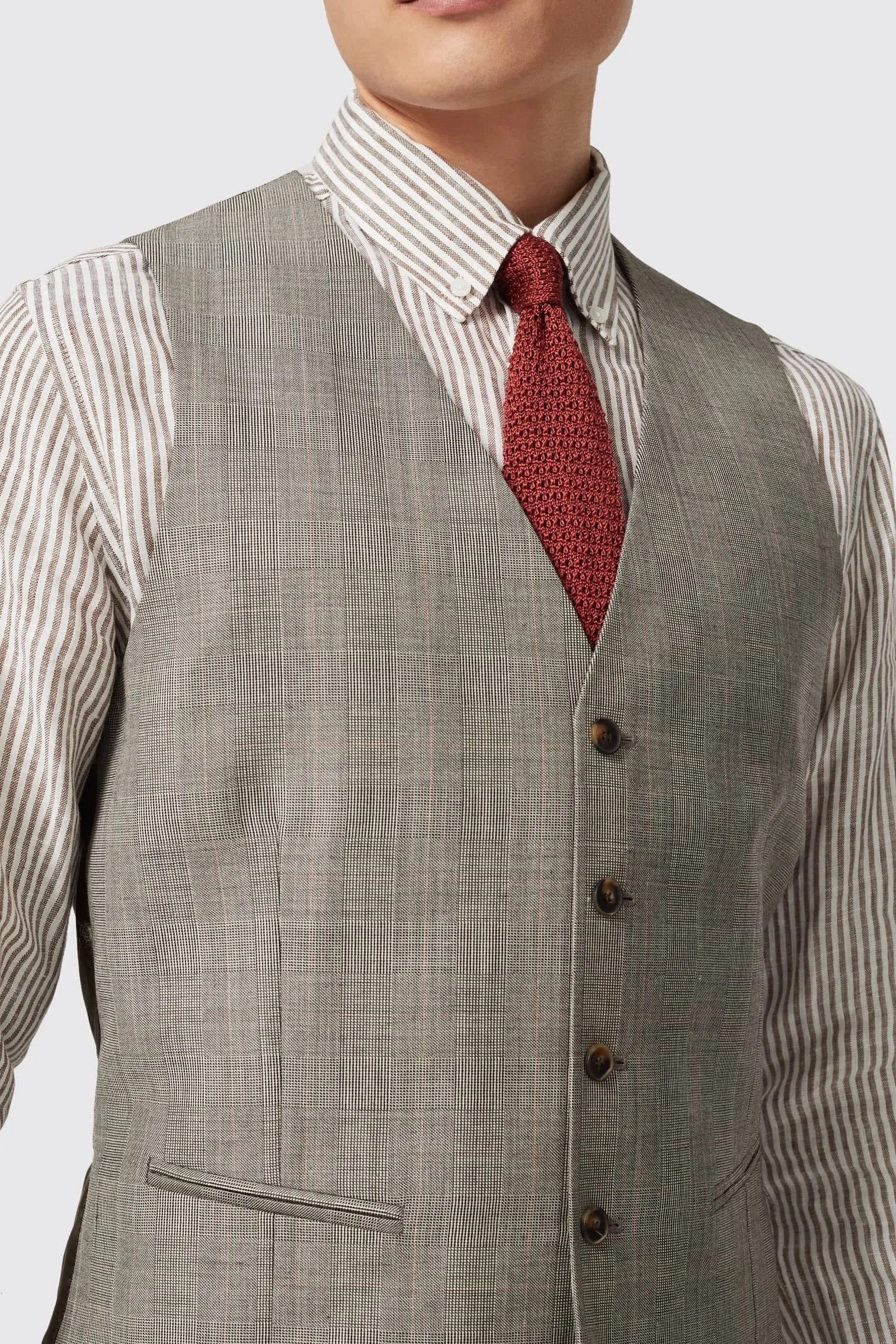 Regent Tailored Fit Grey Check Wool Waistcoat - ARCHIVE