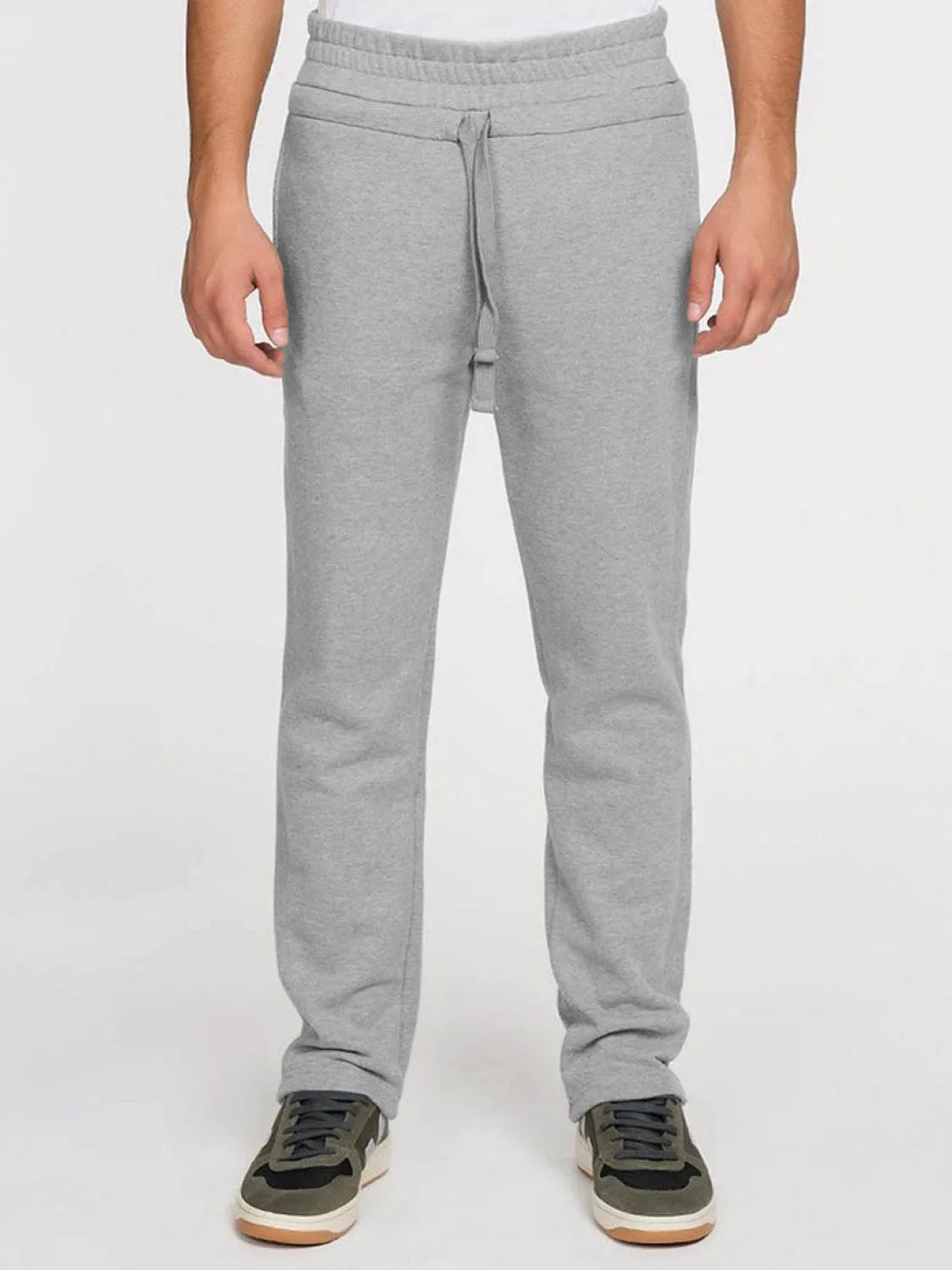 Regular Fit Cotton Drawstring Sweatpants Melange Grey