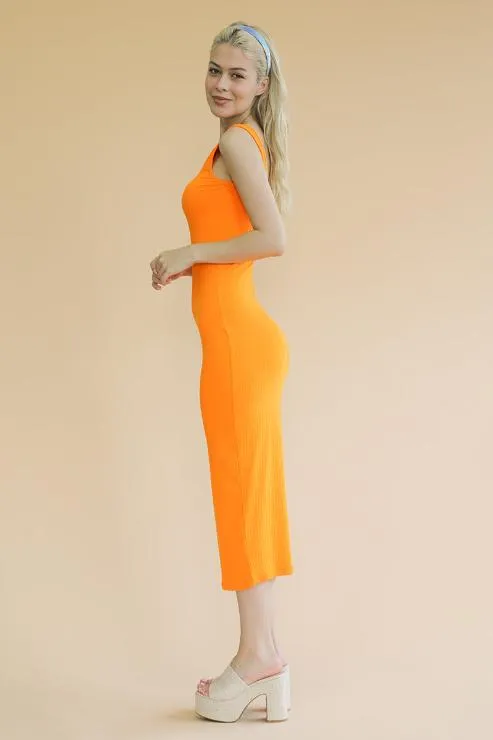 Ribbed Open Back Sleeveless Maxi Dress