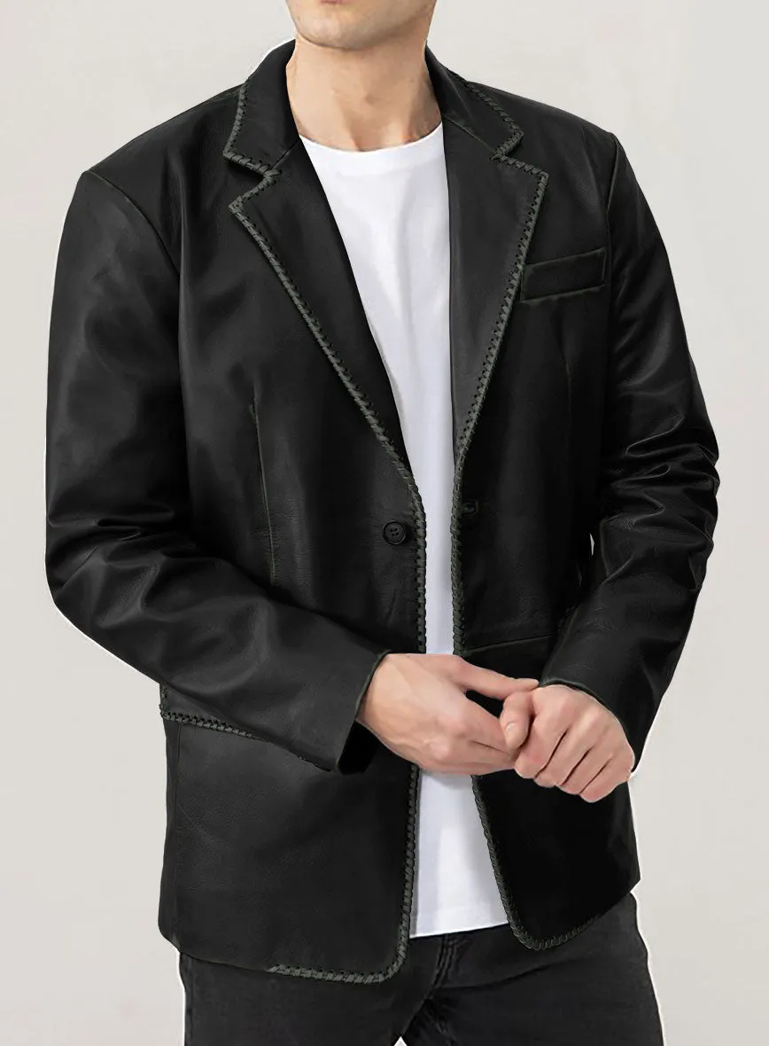 Rubbed Black Medieval Leather Blazer