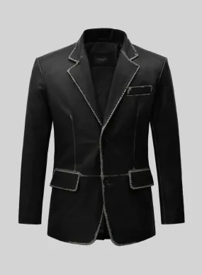 Rubbed Black Medieval Leather Blazer