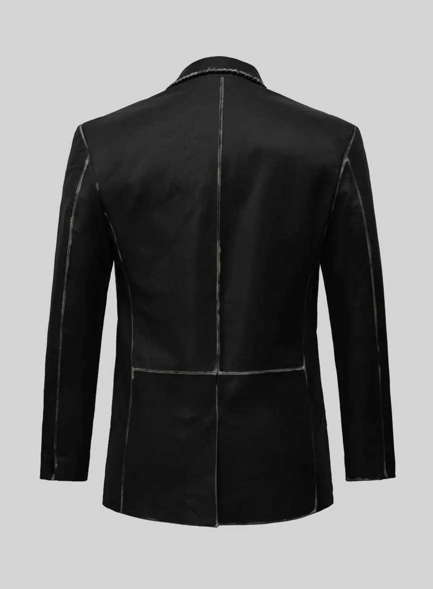 Rubbed Black Medieval Leather Blazer