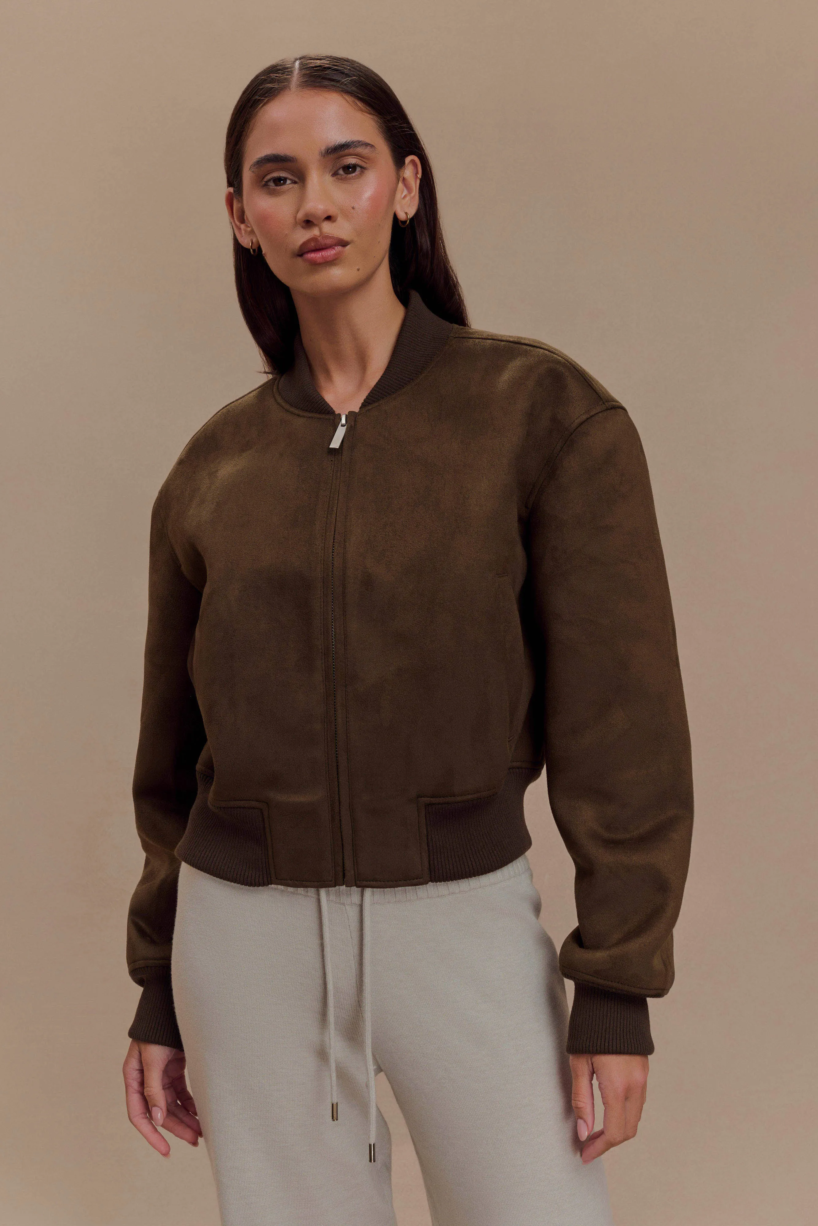 Rudy Suede Bomber Jacket - Chocolate