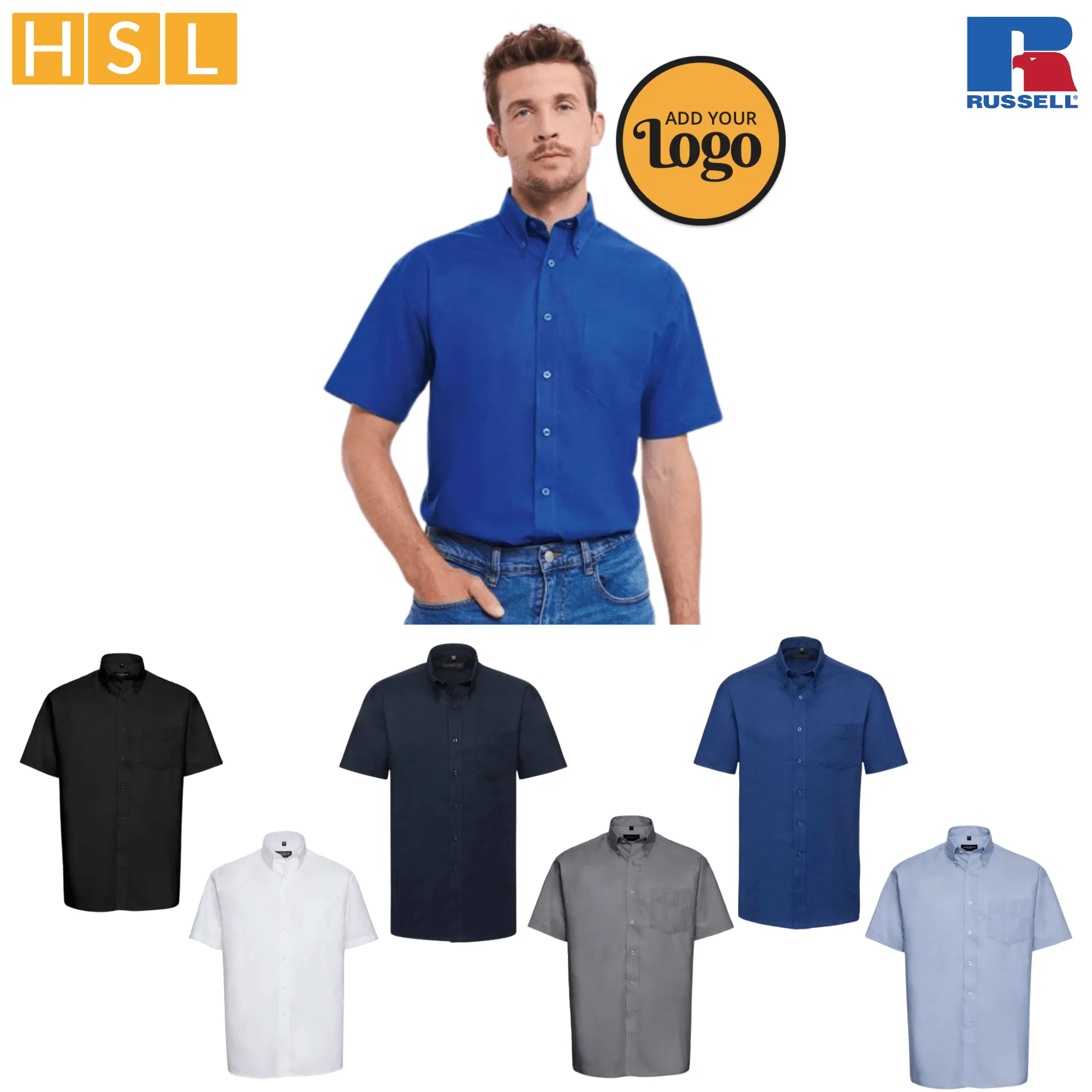 Russell Collection Short Sleeve Easy Care Oxford Shirt