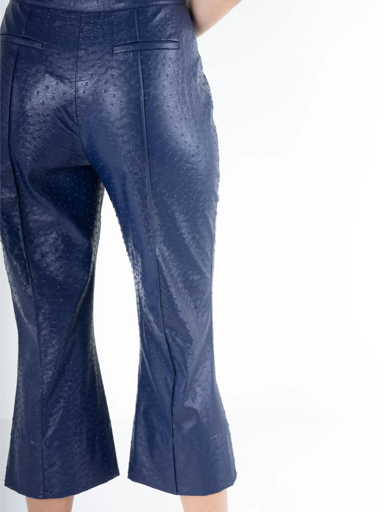 Saylor Pant - Navy Vegan Ostrich Leather