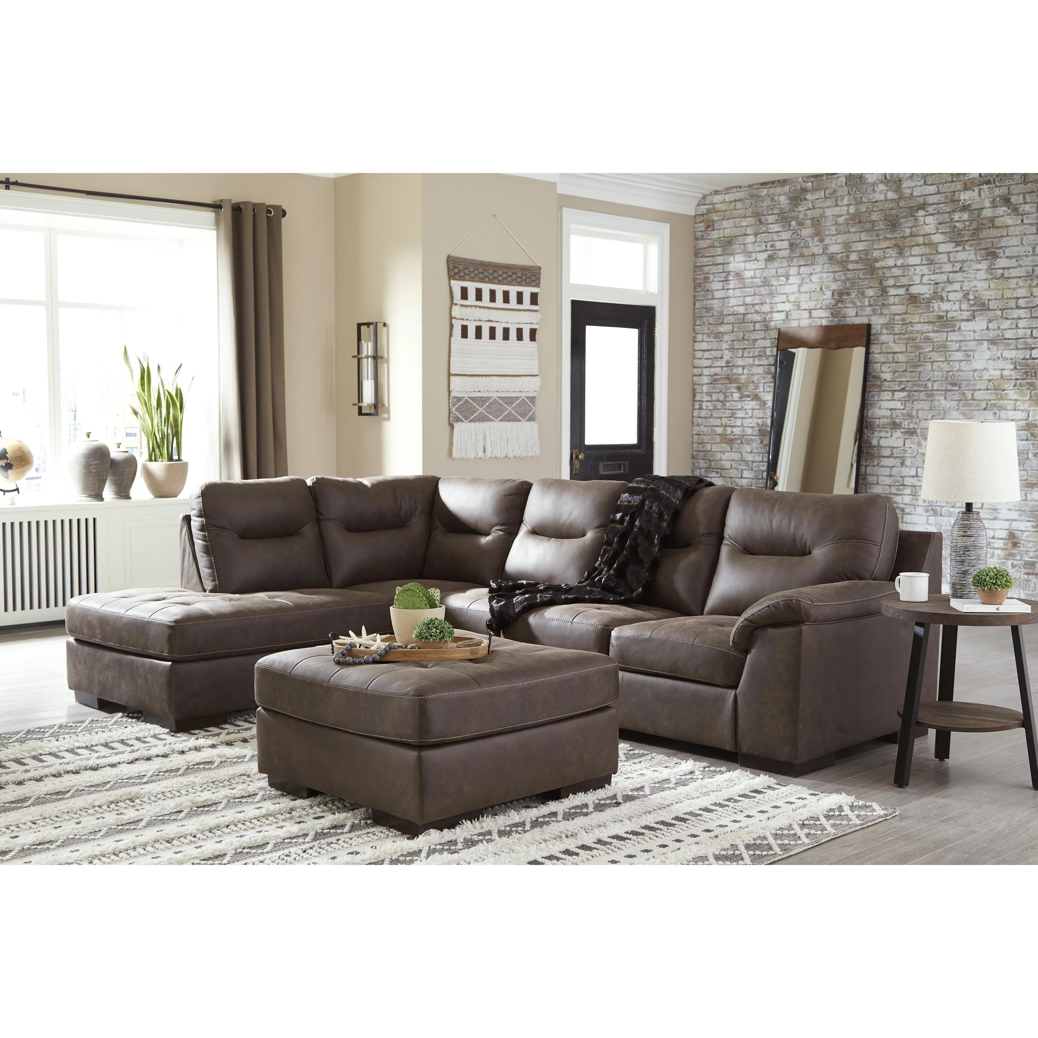 Signature Design by Ashley Maderla Leather Look 2 pc Sectional 6200216/6200267