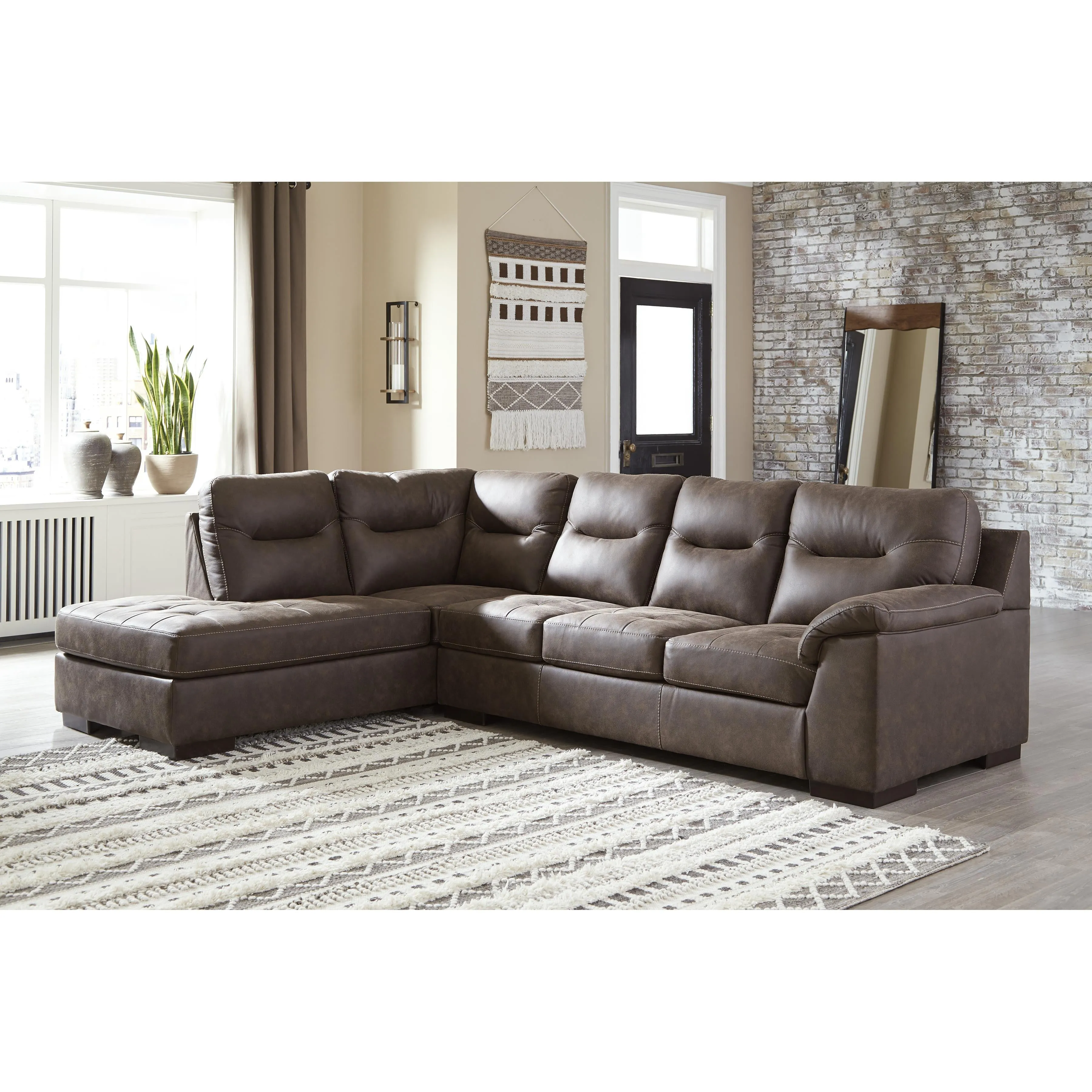 Signature Design by Ashley Maderla Leather Look 2 pc Sectional 6200216/6200267