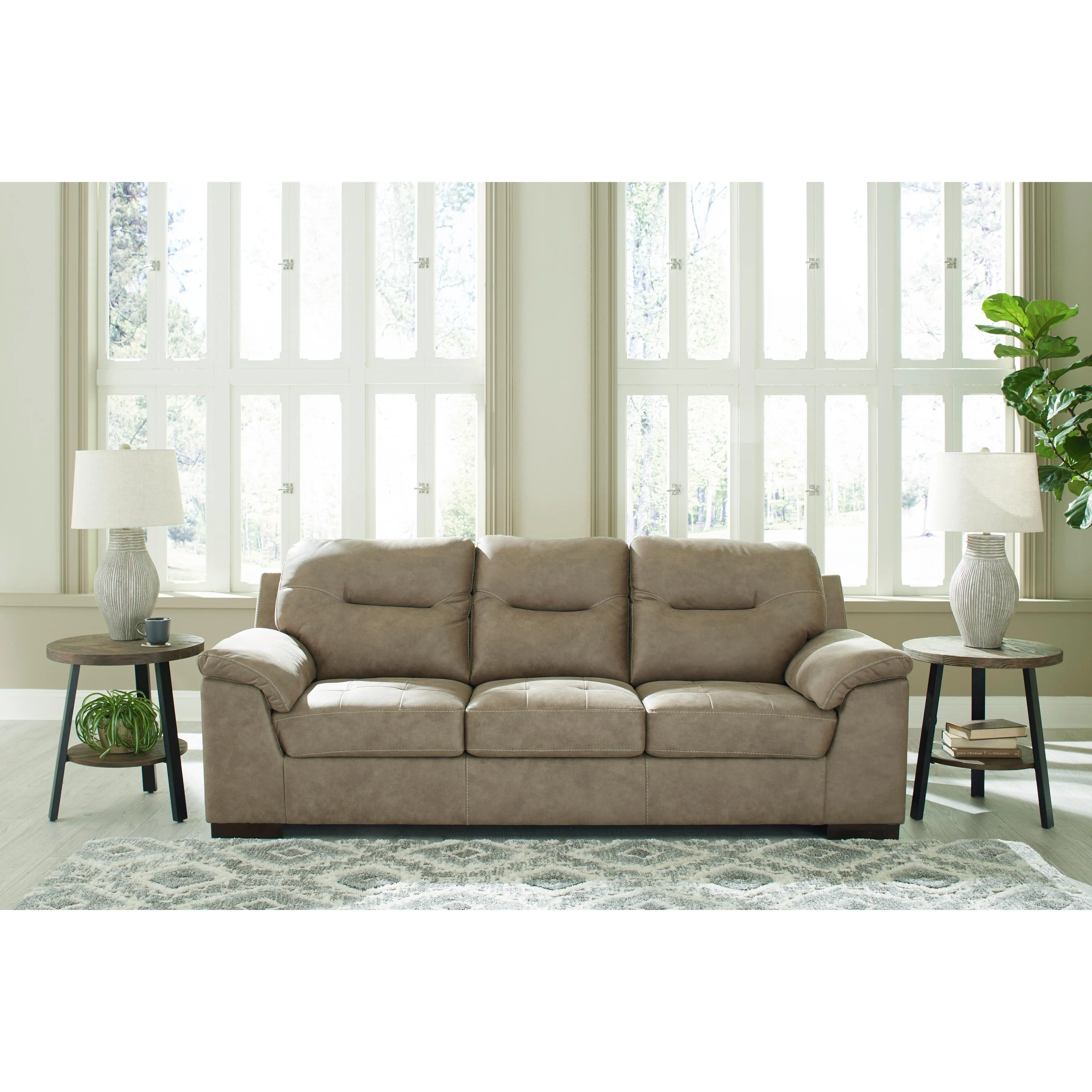 Signature Design by Ashley Maderla Stationary Leather Look Sofa 6200338