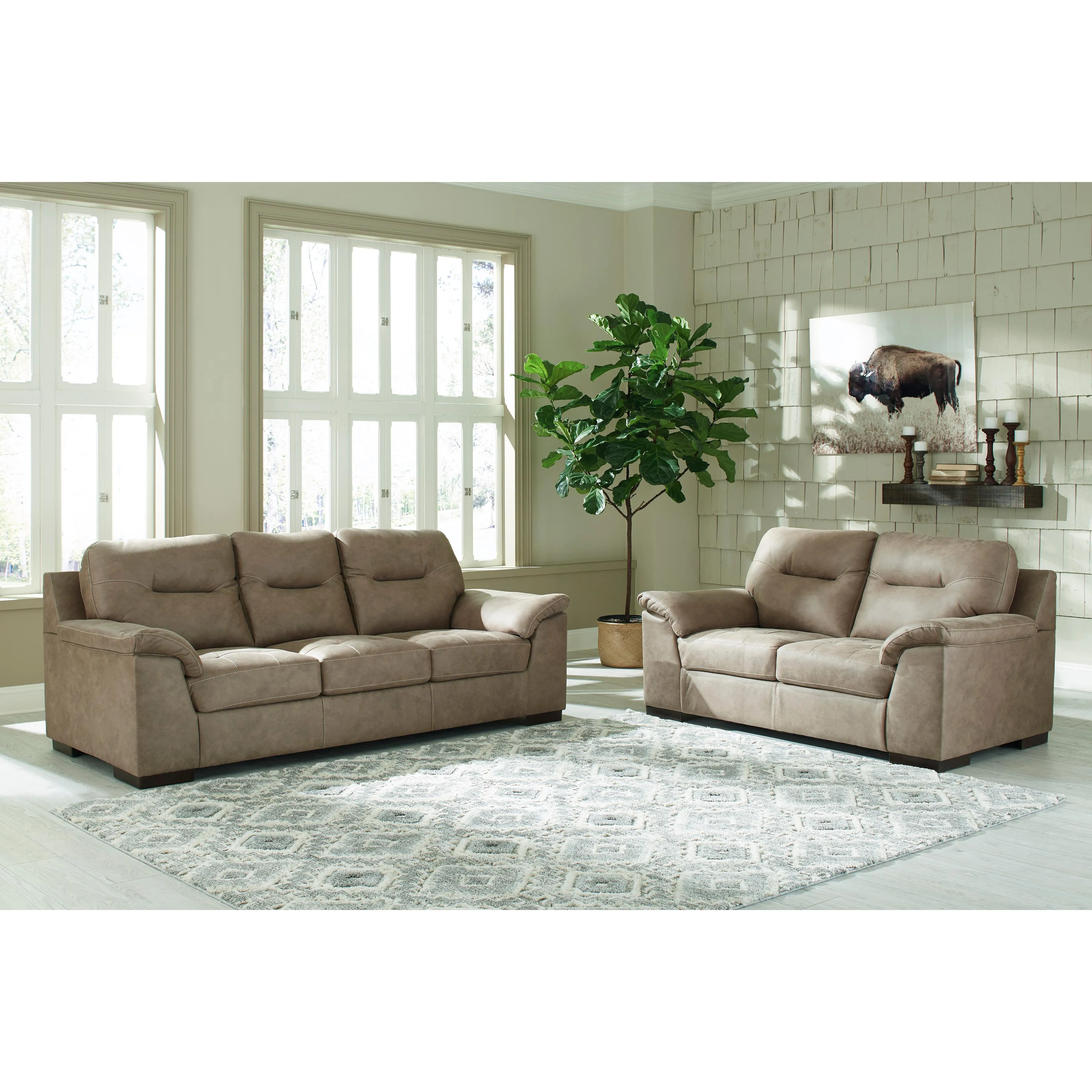 Signature Design by Ashley Maderla Stationary Leather Look Sofa 6200338