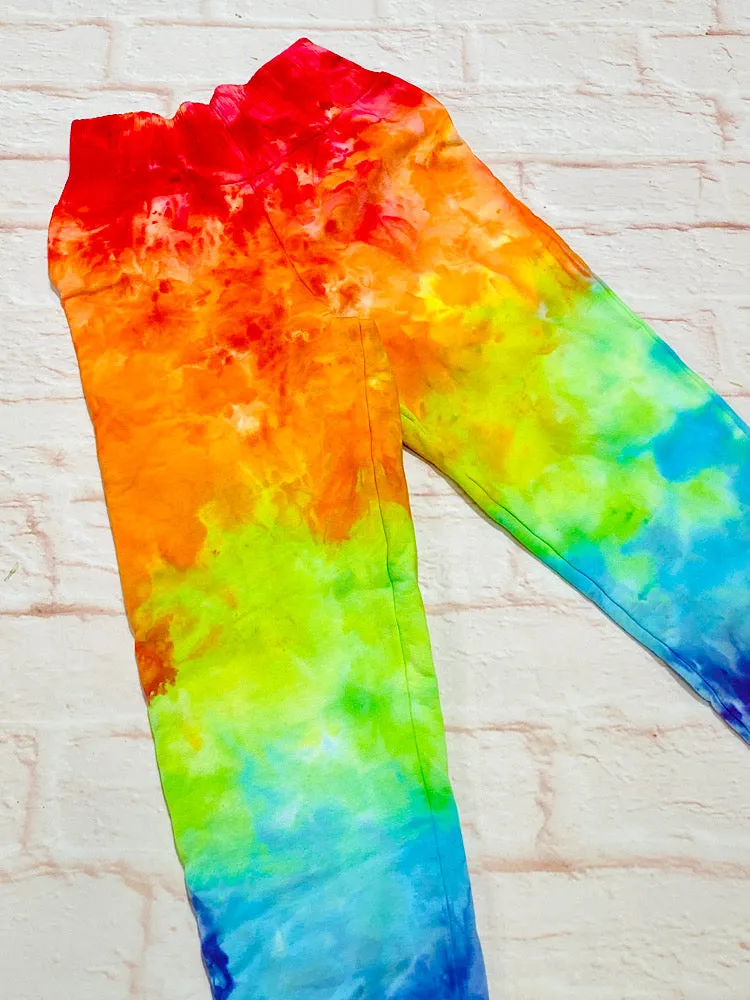 Size Medium (3-6y) GWM Joggers - ICE-DYED Rainbow (French Terry)