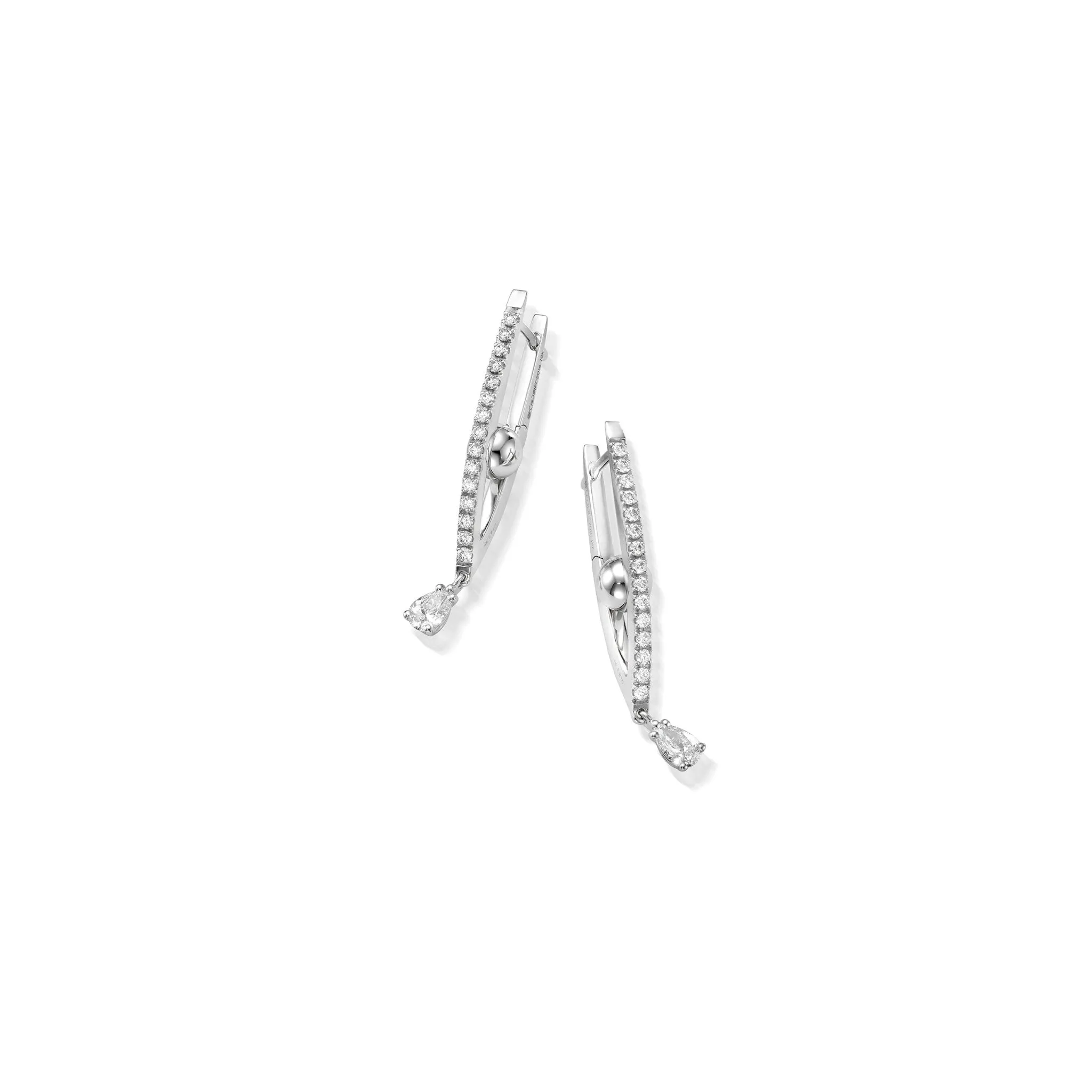 Small White Gold Reflections Hoop Earrings with White Diamonds