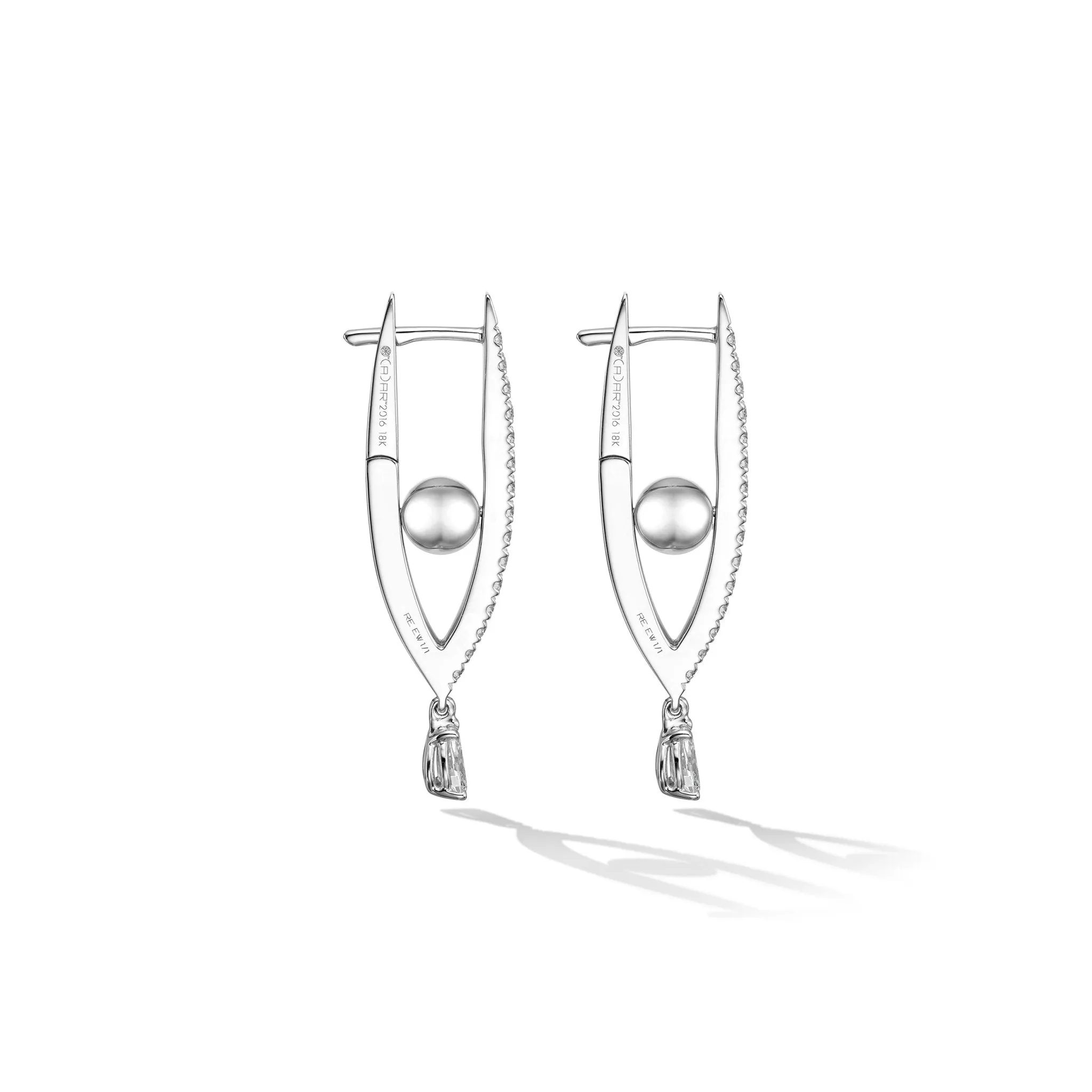 Small White Gold Reflections Hoop Earrings with White Diamonds