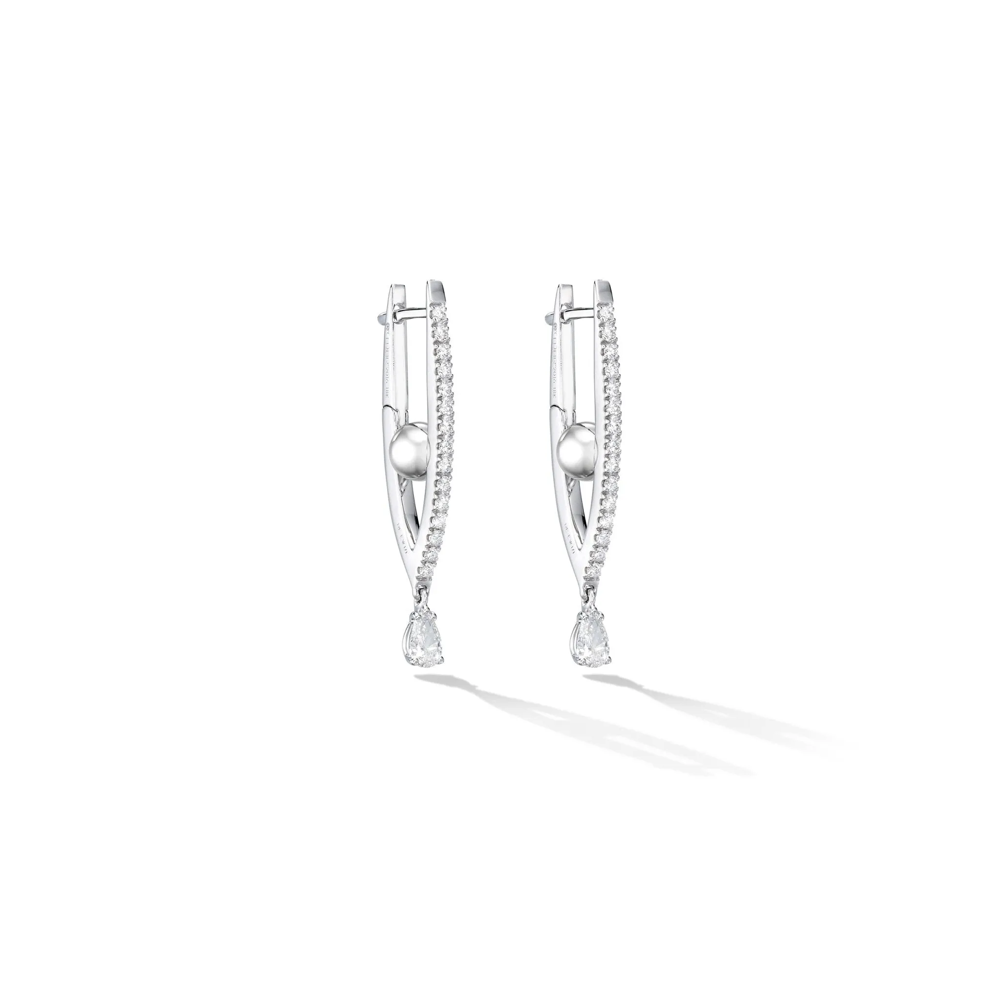 Small White Gold Reflections Hoop Earrings with White Diamonds