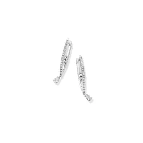 Small White Gold Reflections Hoop Earrings with White Diamonds